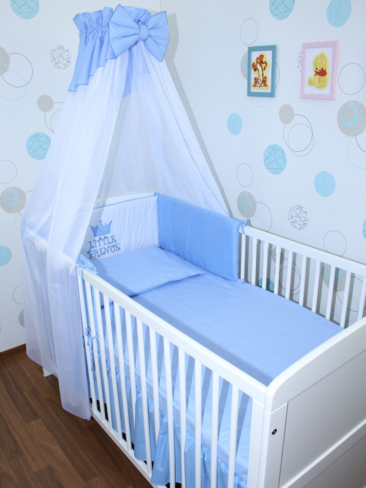 Babybettwäsche Baby Bettset -5-6 teiliges Set mit Chiffon Himmel Nestchen - Prince