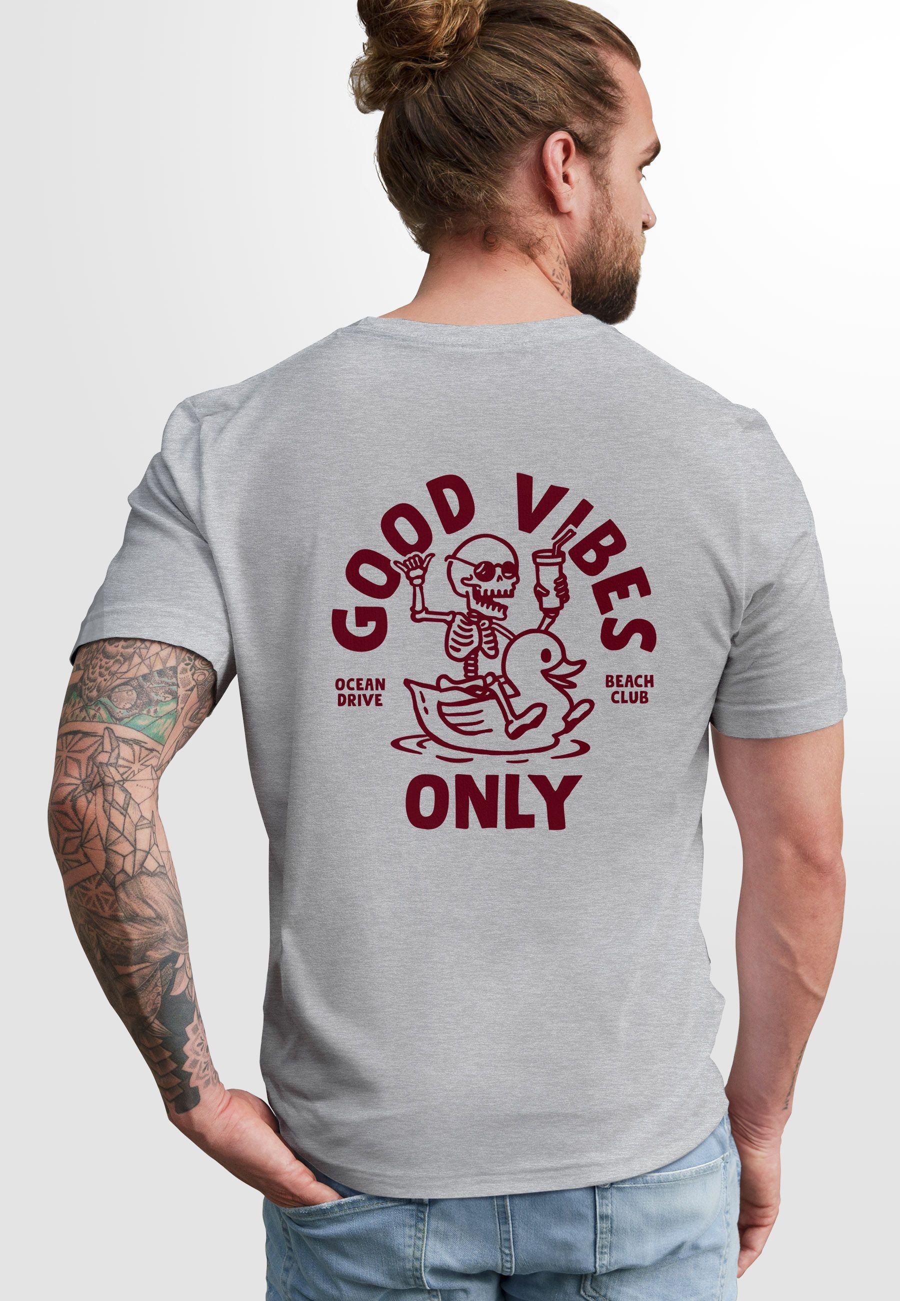 Neverless Print-Shirt Herren T-Shirt Backprint Good Vibes Only Quitsche-Ent günstig online kaufen