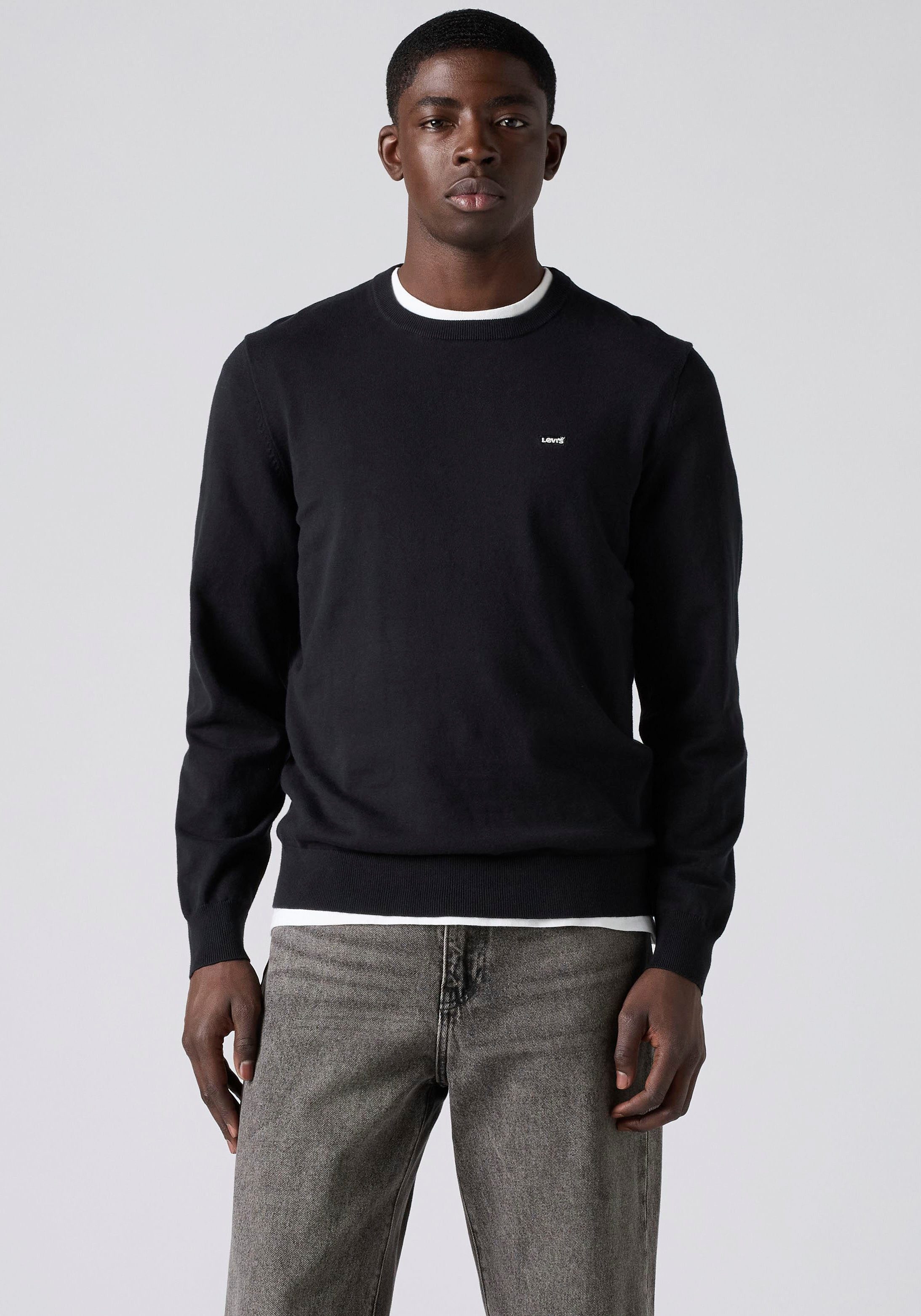 Levi's® Rundhalspullover LIGHTWEIGHT HM SWEATER Feingerippte Abschlüsse