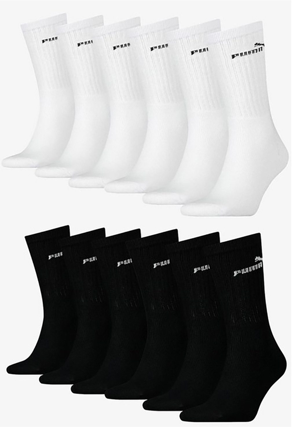 PUMA Sportsocken Herren Elements Crew Sock 12 Paar Schwarz/Weiss günstig online kaufen