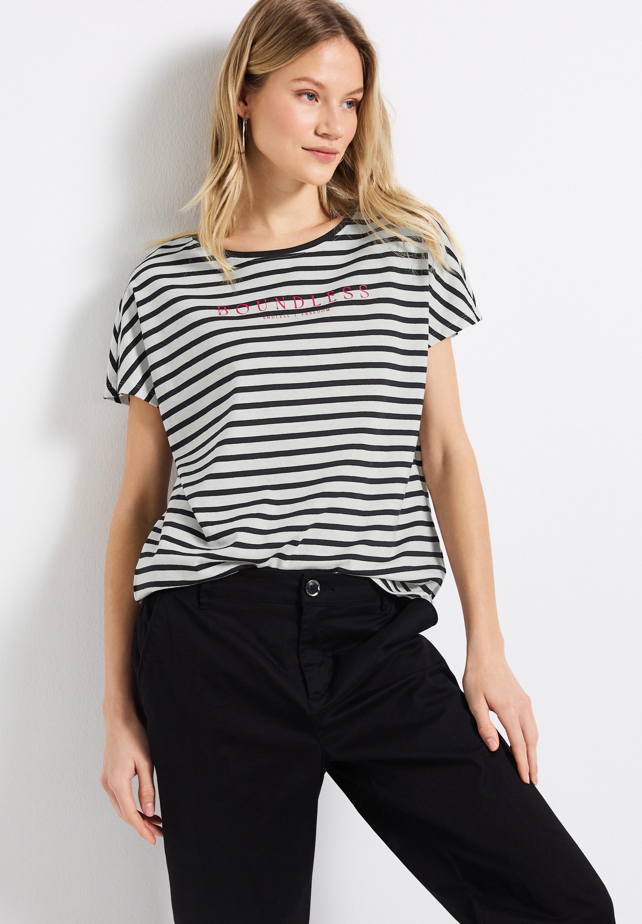 STREET ONE Kurzarmshirt im Streifen-Look mit günstig online kaufen