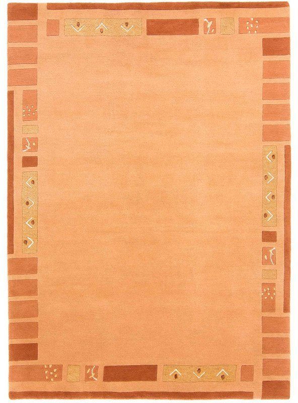 Wollteppich Nepal Jaipur, carpetfine, rechteckig, handgeknüpft, 20 Wolle, reine orange mm, Höhe: Wohnzimmer