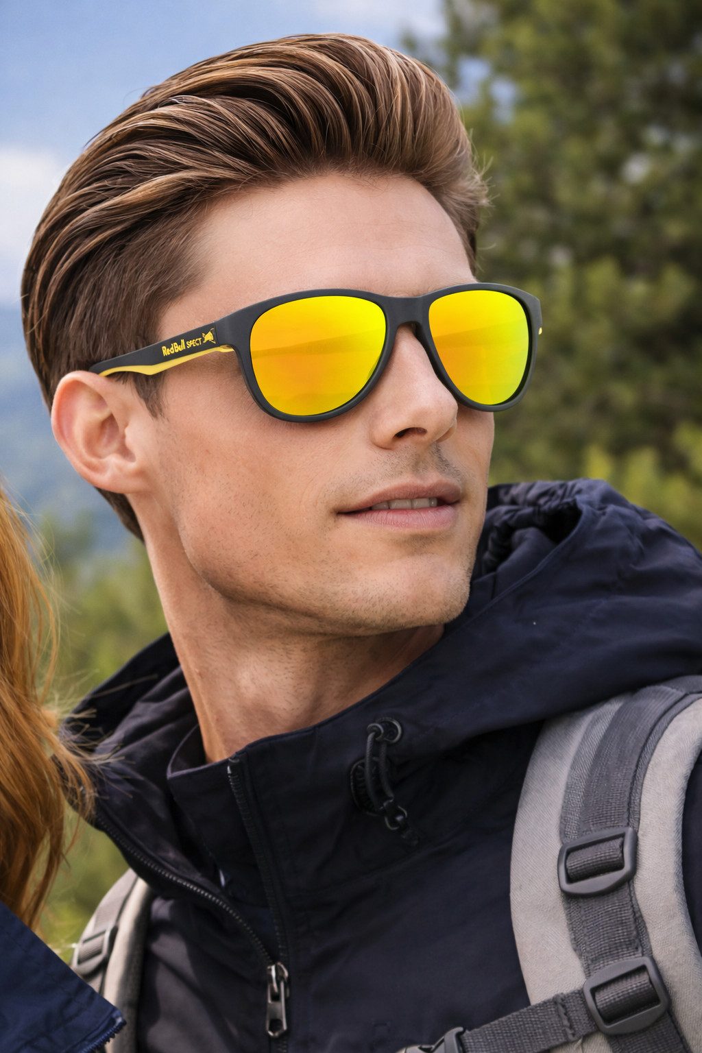 Red Bull Leggings Red Bull Sonnenbrille Sportlich Stylisch Auffällig Grau/Gelb 002P