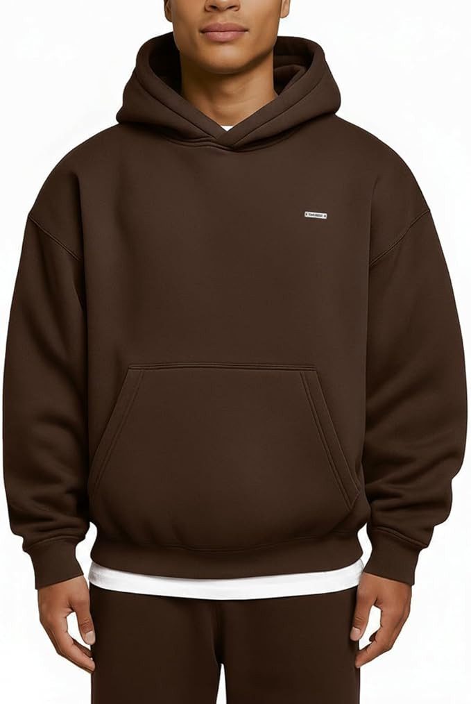 Smilodox Hoodie Dawson, Hochwertiger Kapuzenpullover im Oversize Fit, Sweatshirt Sweater Lässig Kängerutasche Metallabel hoher Baumwollanteil