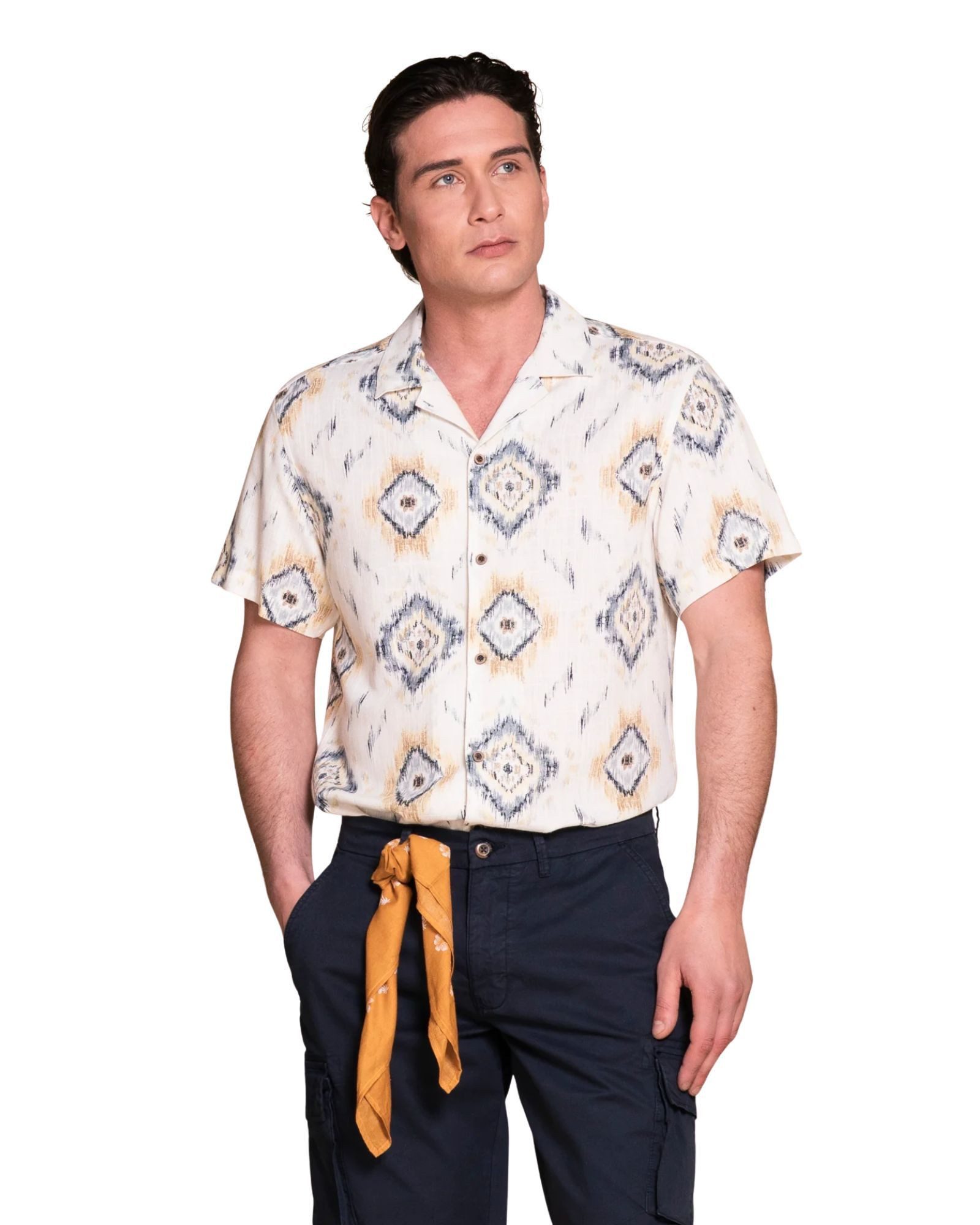 IMPURE Kurzarmhemd BOWLING SHIRT S/S COMF. SOFT VISCOSE - Vintage Ethno Design Hemd für