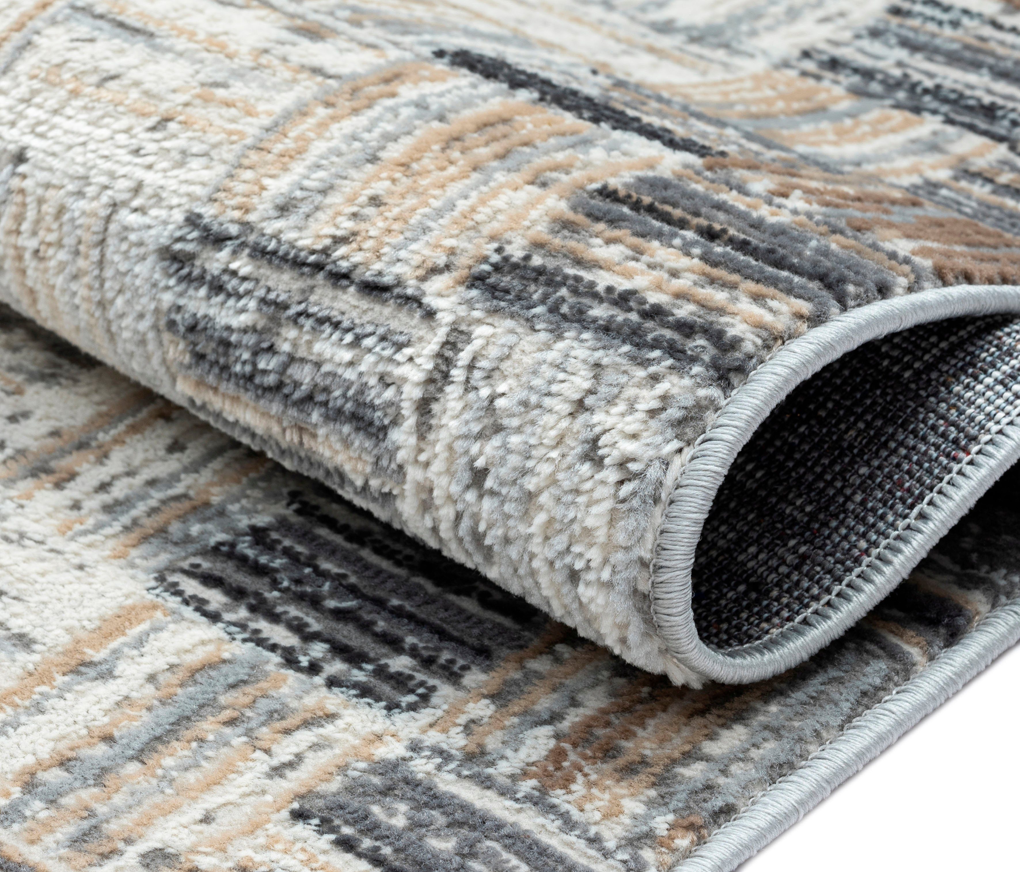 Myflair Möbel & Accessoires Teppich My Mood, LAGERRÄUMUNG!, rechteckig, Höhe: 8 mm, Kurzflor, Scandi-Design, mit Bordüre, besonders weich durch Microfaser