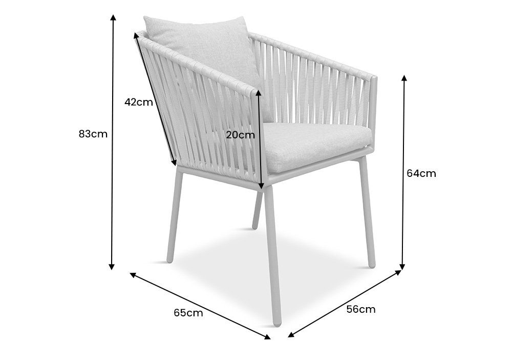 1 (Einzelartikel, Design · Aluminium · riess-ambiente ROPE · St), Terrasse · Indoor · Armlehnen grau Balkon Outdoor Gartenstuhl ·