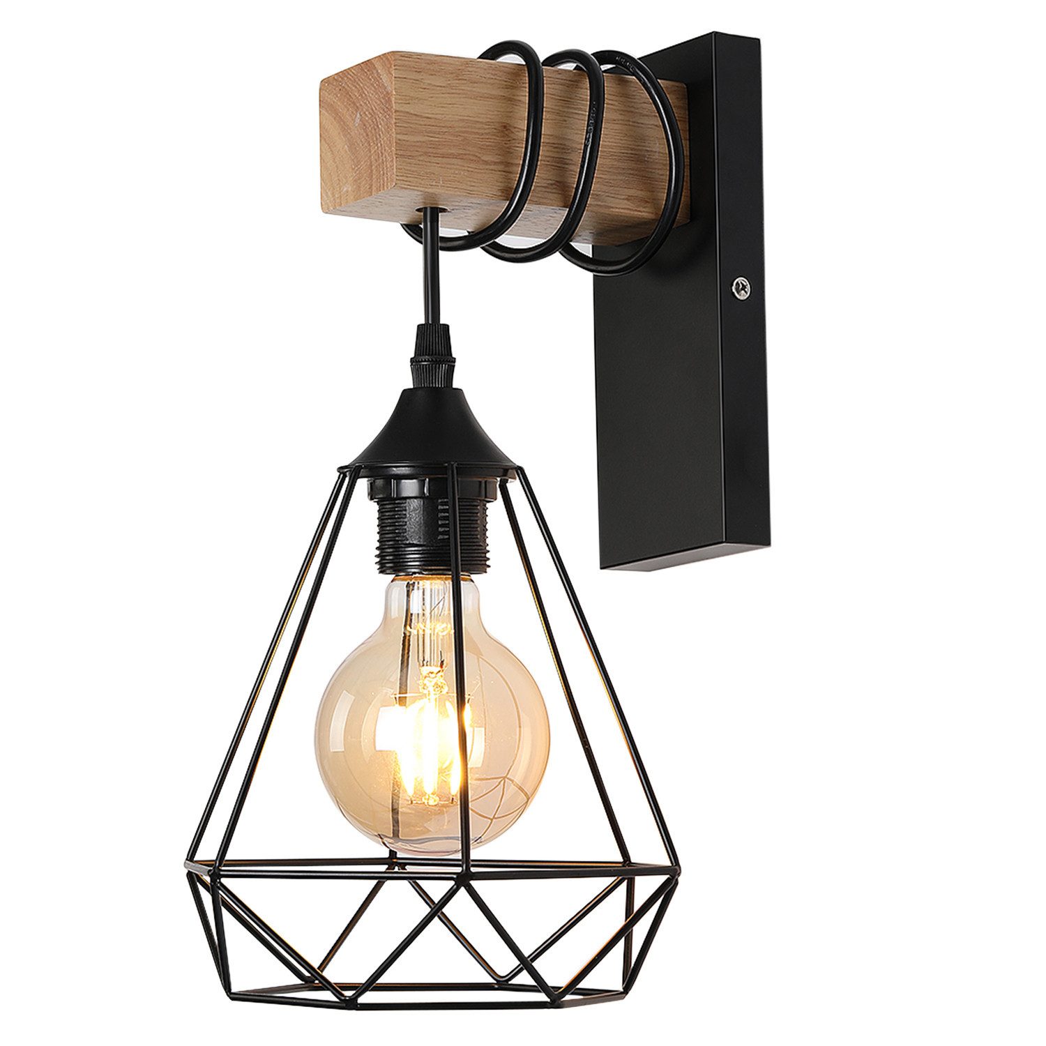WILGOON Wandleuchte Retro Wandleuchte Holz Innen günstig online kaufen
