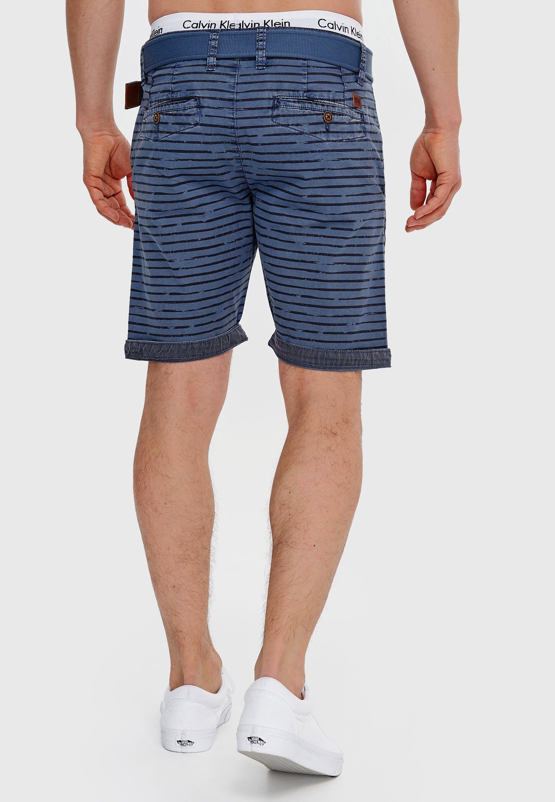 Indicode Chinoshorts Herren Arroyo Chino Shorts Herrenshorts mit auffälligem Streifenmuster
