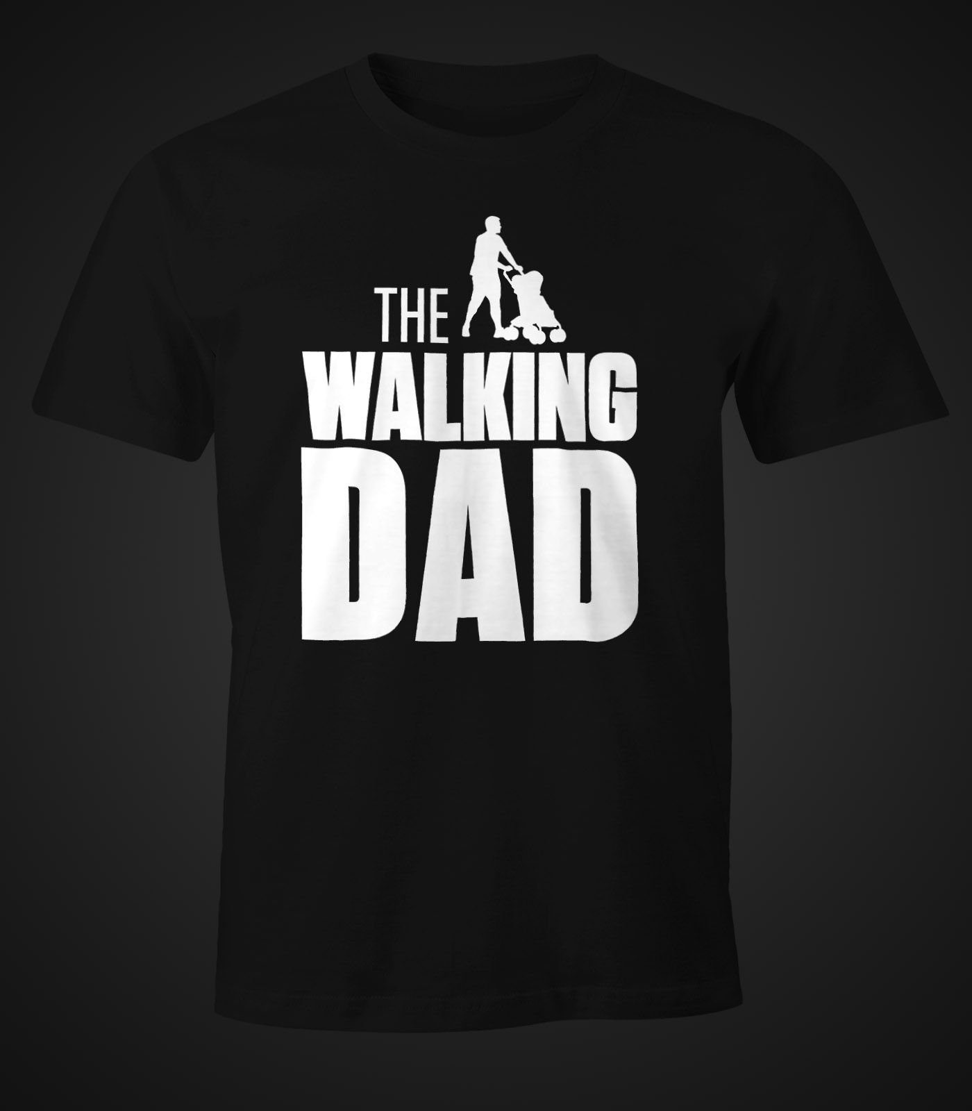 MoonWorks Print-Shirt The schwarz Shirt mit Dad T-Shirt Fun Moonworks® Herren Print Walking