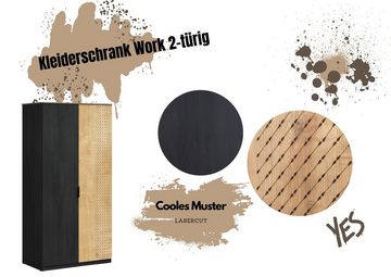 Cilek Kleiderschrank Work mit Aufdruck, Breite 122 cm, inkl. Belüftungsgitter