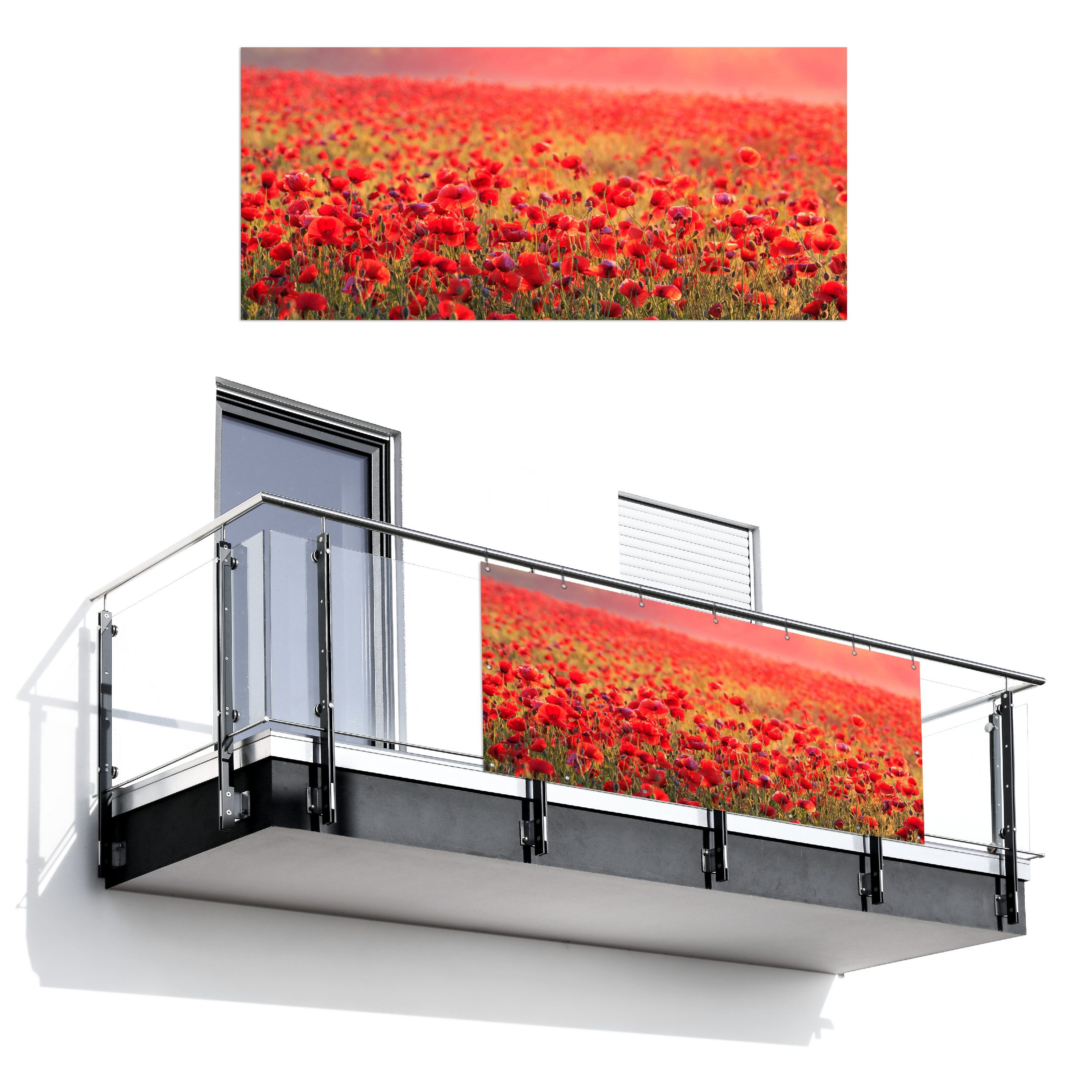 MuchoWow Balkonsichtschutz Blumen - Mohn - günstig online kaufen