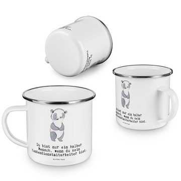 Mr. & Mrs. Panda Becher Kundendienstmitarbeiter Herz - Weiß - Geschenk, backoffice mitarbeite, Emaille, Kratzfeste Emaille