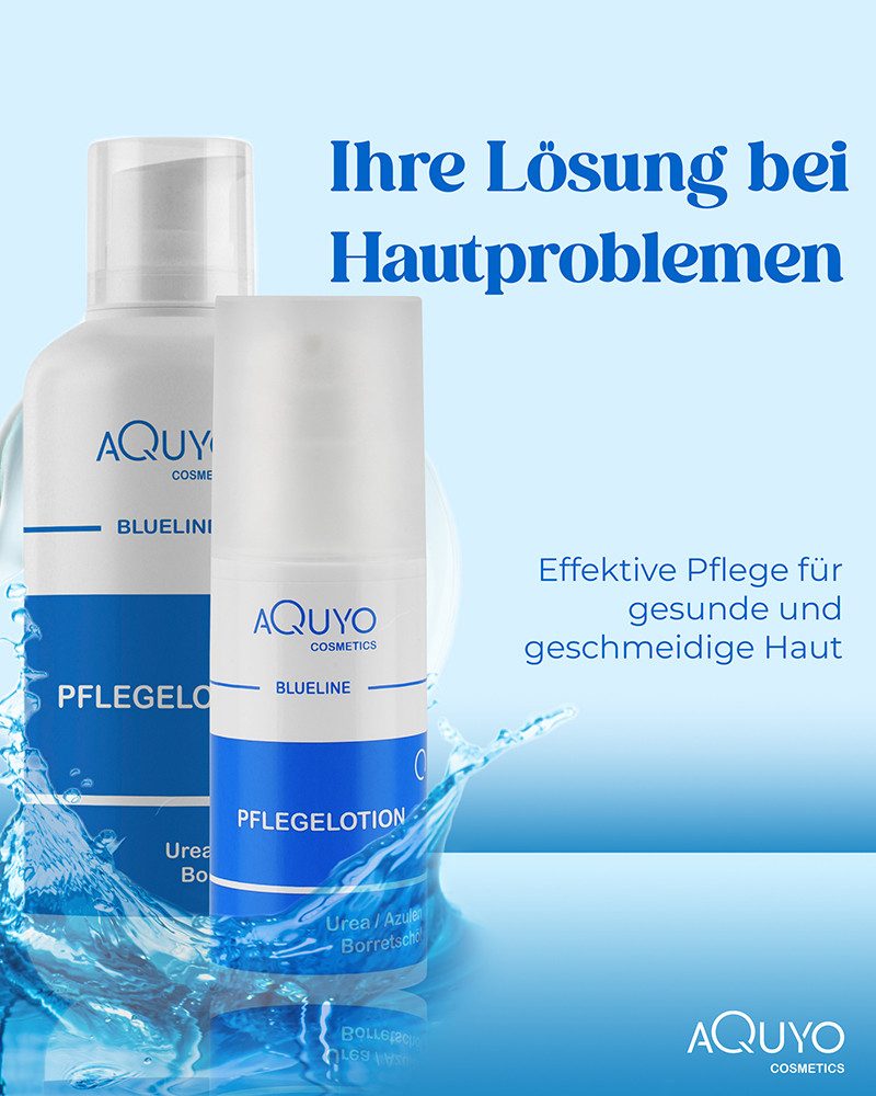 AQUYO Cosmetics Körperlotion Blueline Creme Lotion bei Hautpilz, Fußpilz, Ekzem oder Neurodermitis