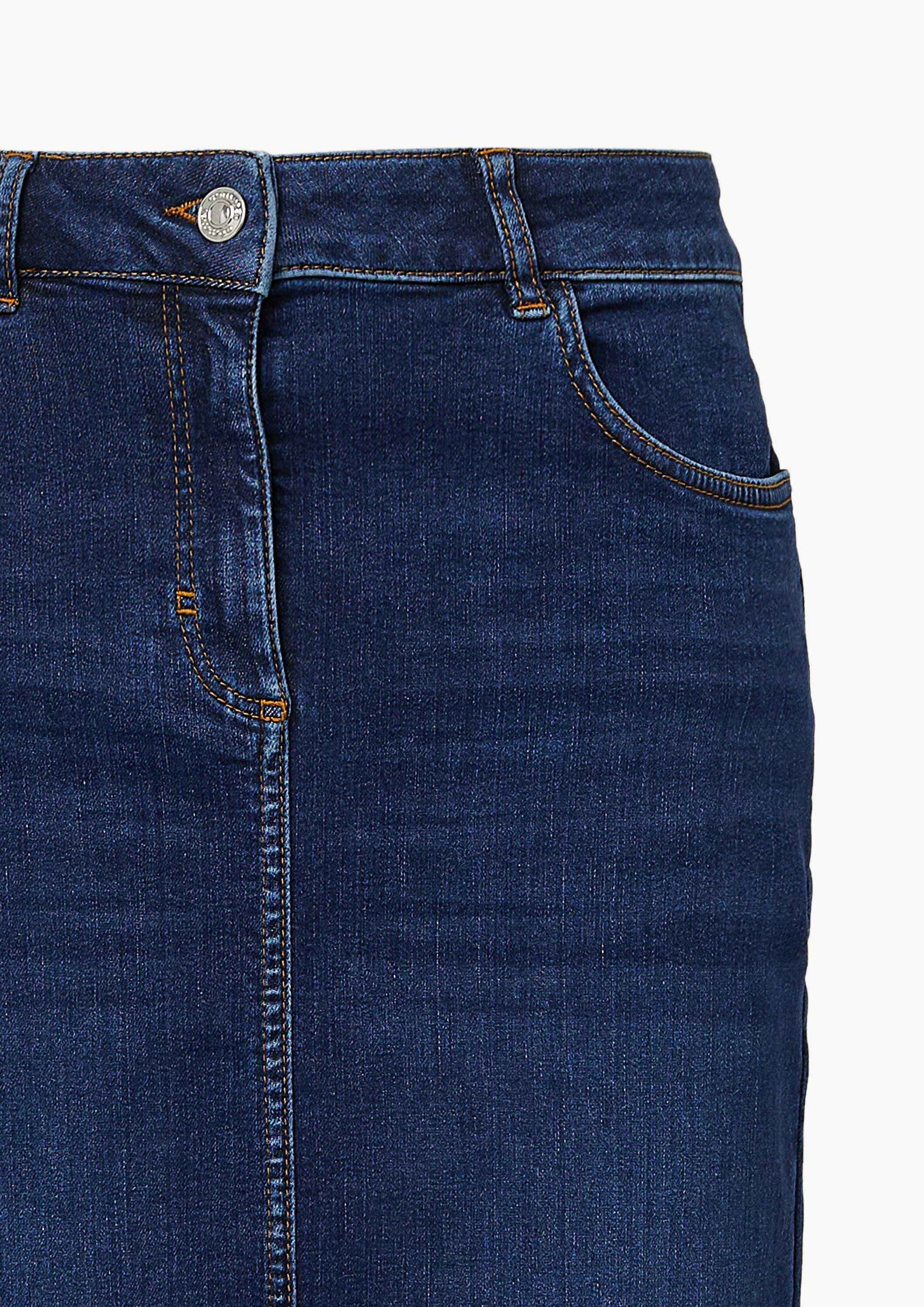 comma Midirock Rock Elastischer Midi-Jeansrock mit Waschung