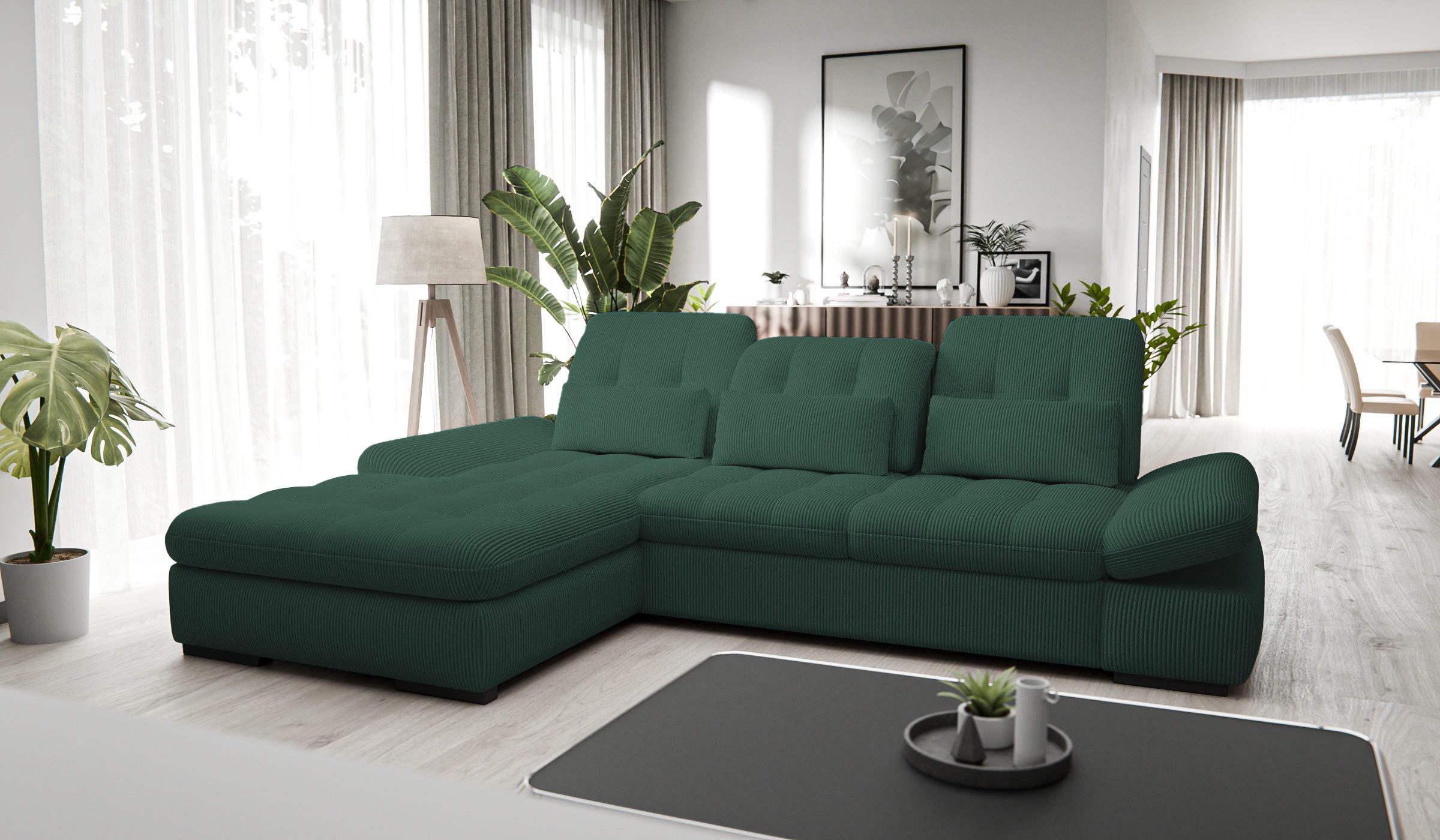 Ecksofa Oregon L-Form XXL 300x200, wahlweise mit Schlaffunktion und Bettkasten