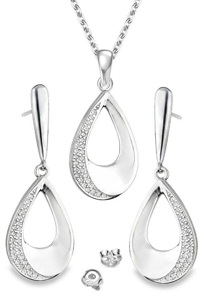 Schmuckset 925 Sterling Silber Kette hängende Ohrringe Ohrstecker Anhänger