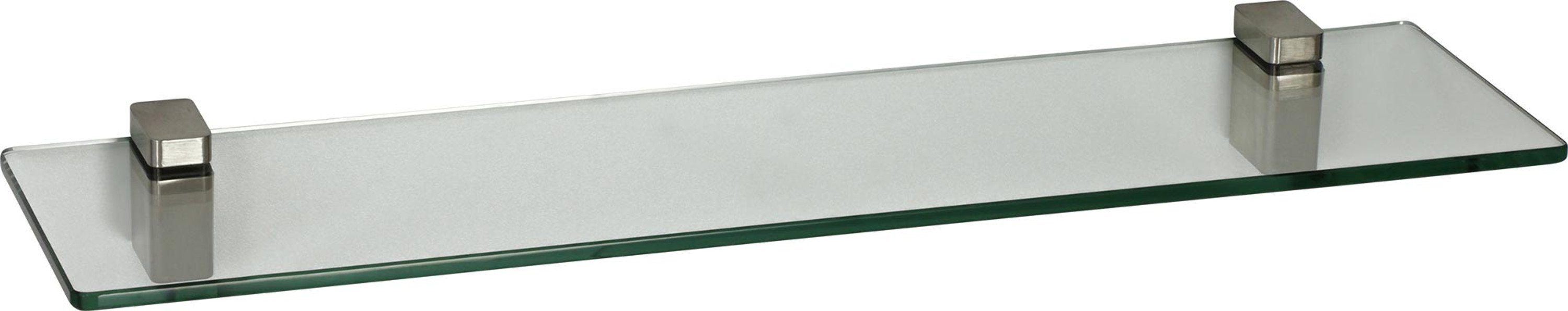 klar eckig + style CONO Wandregal x 40 cm ib 15 Glasboden Edelstahloptik, Clip aus 8mm Glasregal Wandregal - ESG-Sicherheitsglas