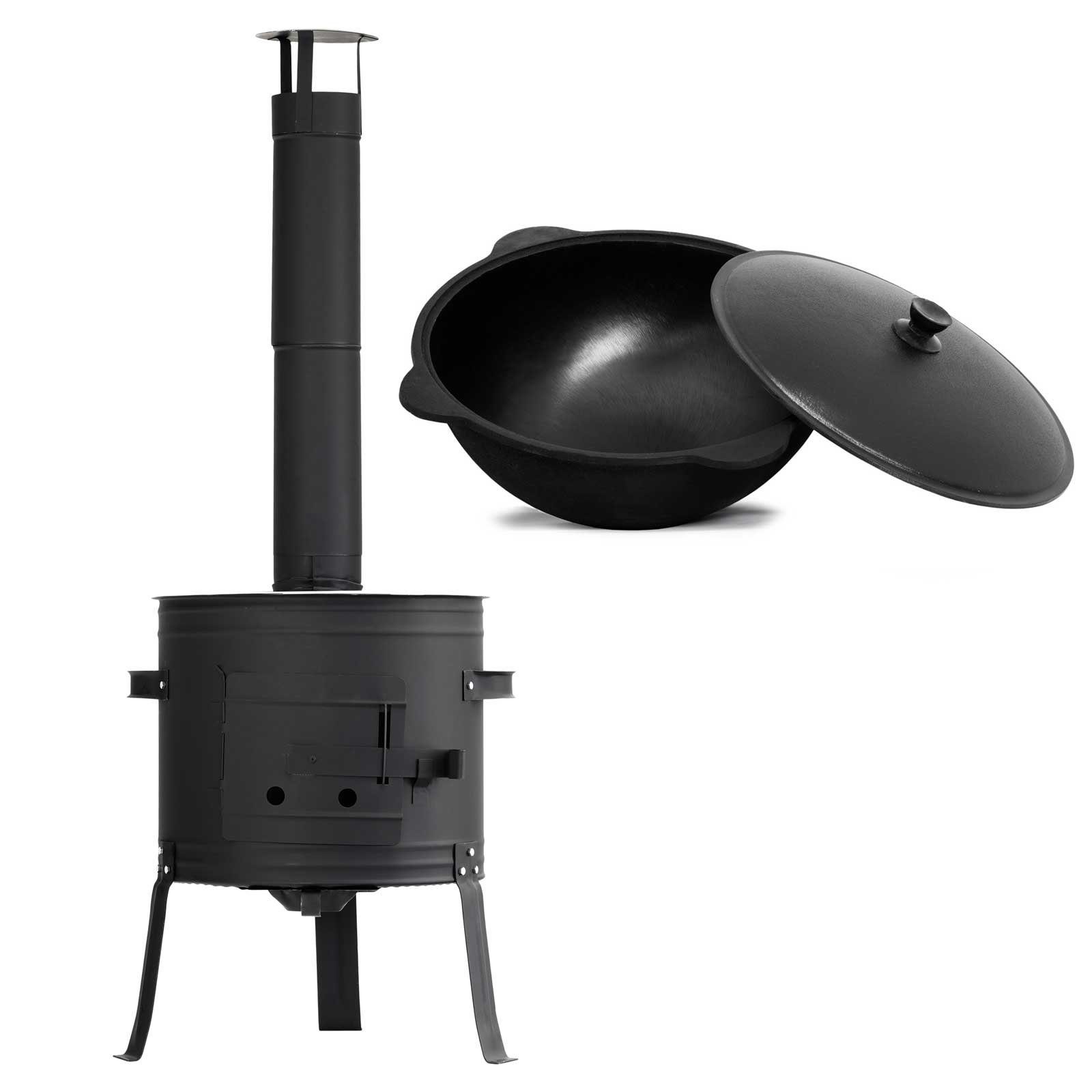 4BIG.fun Feuerstelle Ø38 Utschak mit 12L Kazan Eben Eintopfofen BBQ ...