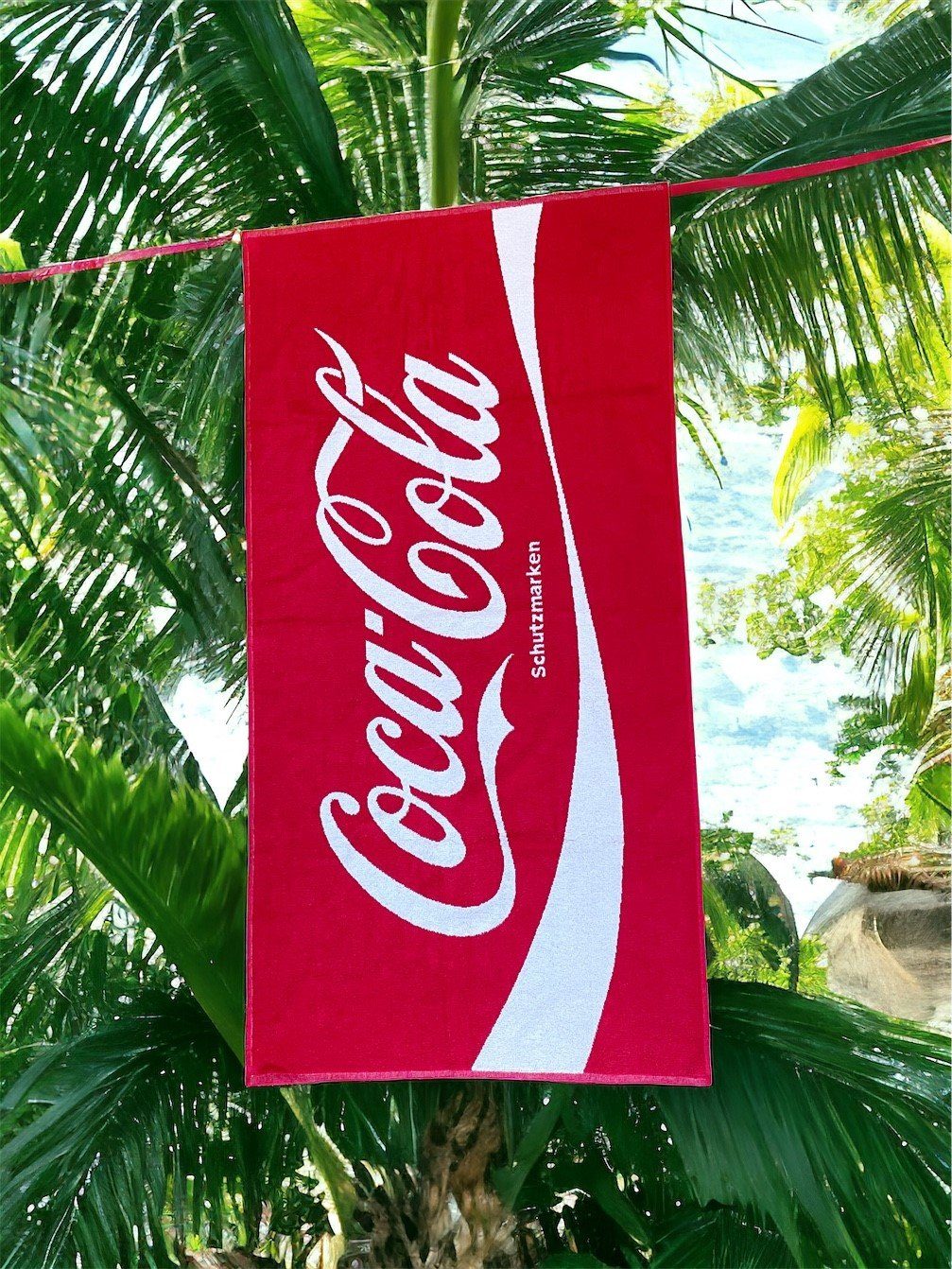 COCA COLA Badetuch Original Coca Cola Strandtuch, 100 % Baumwolle, schnell trocknend, saugfähig, und strapazierfähig