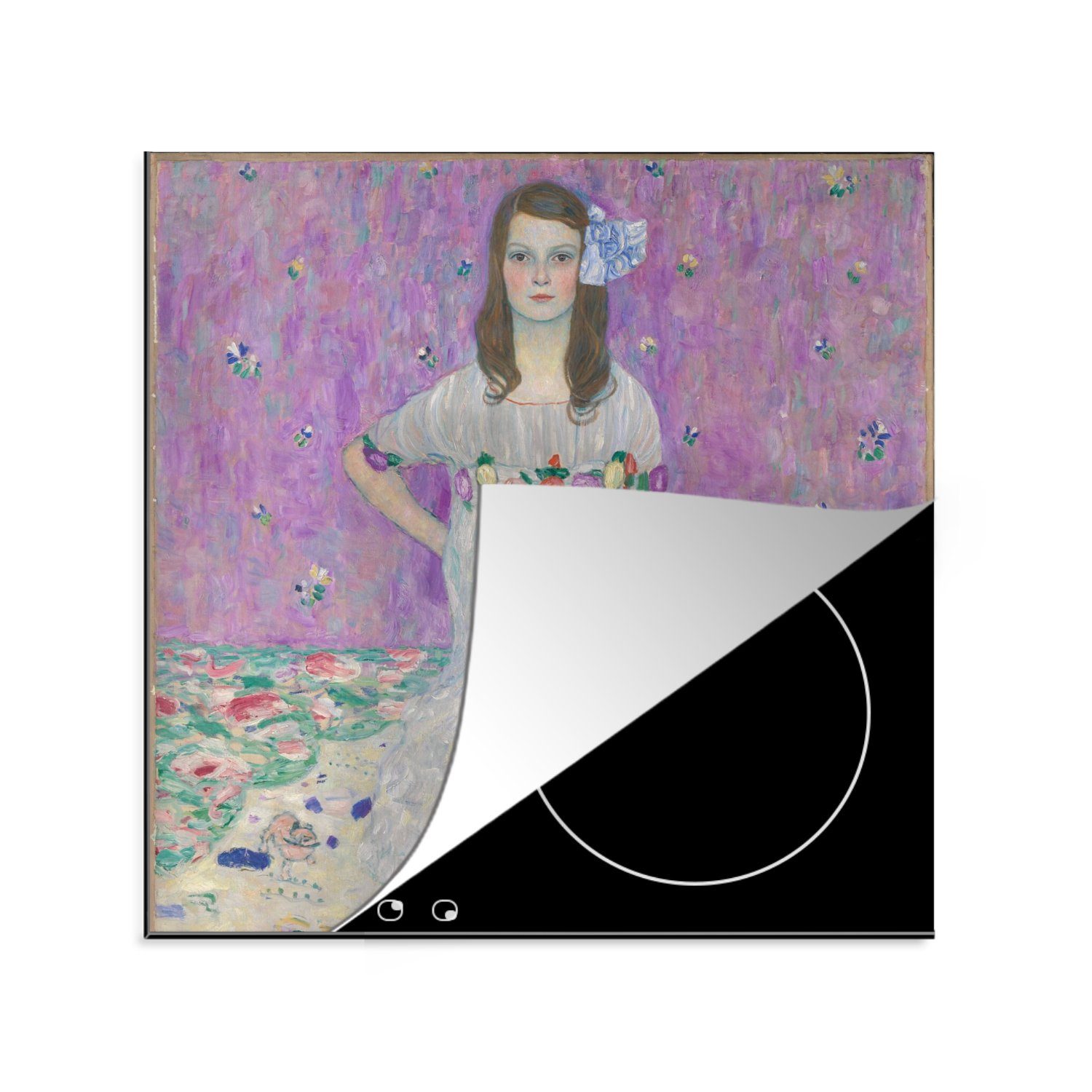 MuchoWow Herdblende-/Abdeckplatte Porträt von Mada Primavesi - Gemälde von Gustav Klimt, Vinyl, (1 tlg), 78x78 cm, Ceranfeldabdeckung, Arbeitsplatte für küche