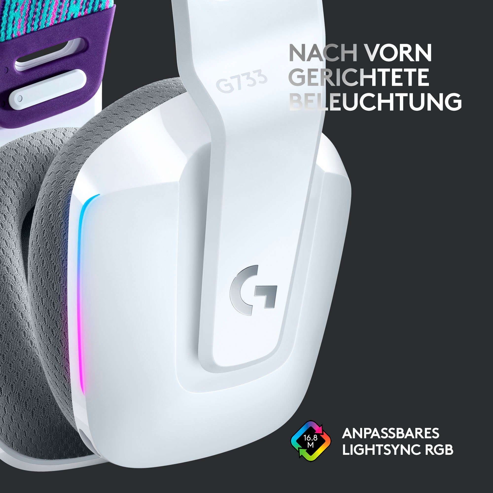 (WiFi) abnehmbar, G733 Gaming-Headset weiß RGB Logitech LIGHTSPEED (Mikrofon WLAN Wireless G