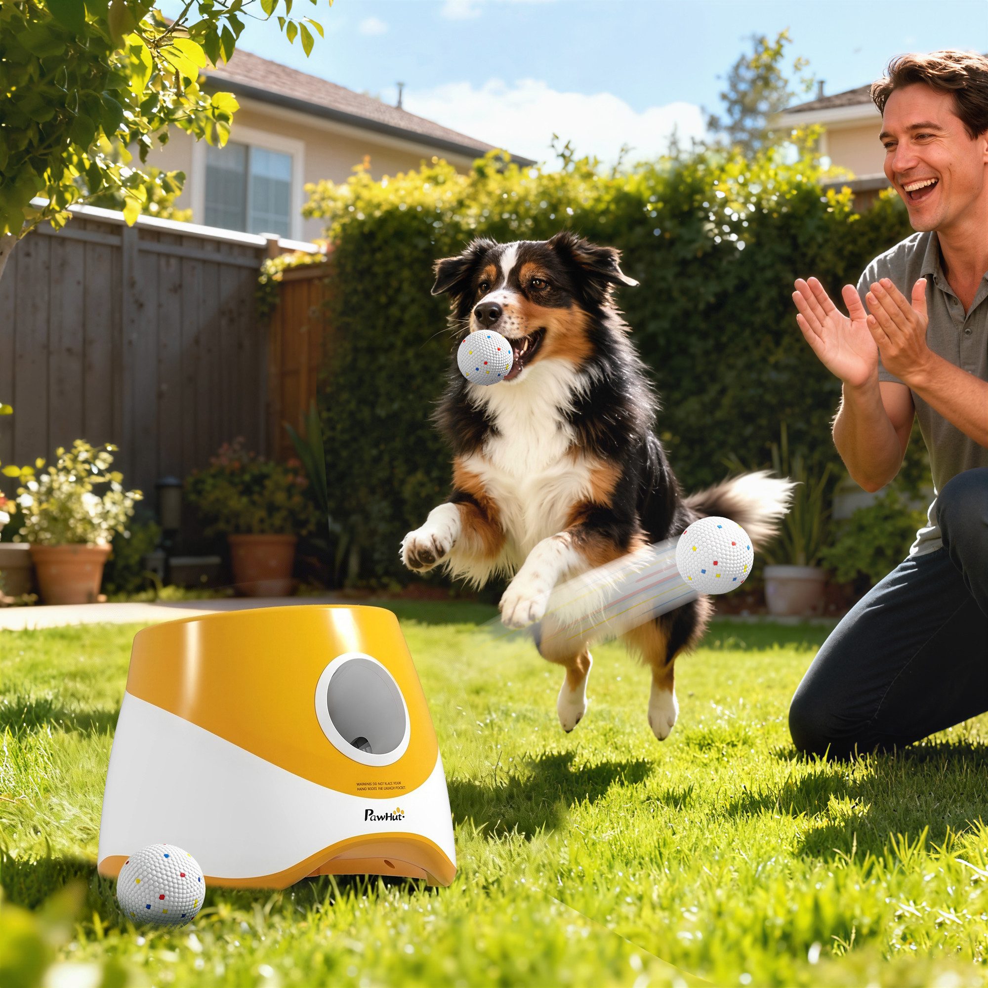 PawHut Tier-Intelligenzspielzeug Automatischer Ballwerfer für Hunde, ABS, Automatischer Ballwerfer (1-tlg) für kleine, mittlere Hunde, Orange