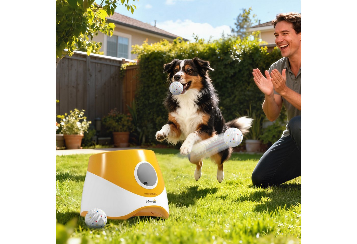 PawHut Tier-Intelligenzspielzeug Automatischer Ballwerfer für Hunde, ABS, Automatischer Ballwerfer (1-tlg) für kleine, mittlere Hunde, Orange