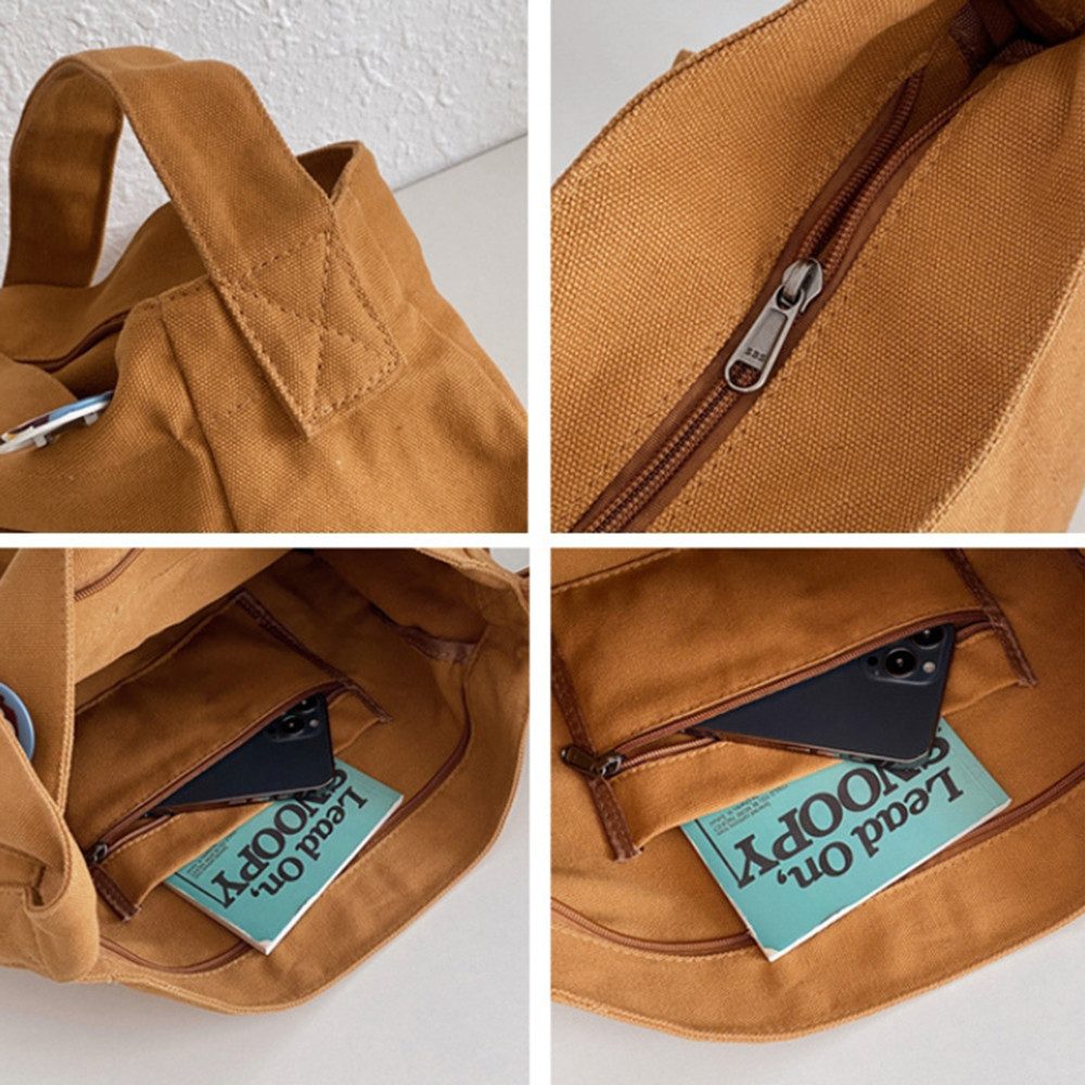 Coonoor Schultertasche Canvas Messenger Bag Umhängetasche Crossbody Schulter Tote Hobo Bag, für Frauen und Männer - Große Tasche mit mehreren Fächern – Bild 3 von 5