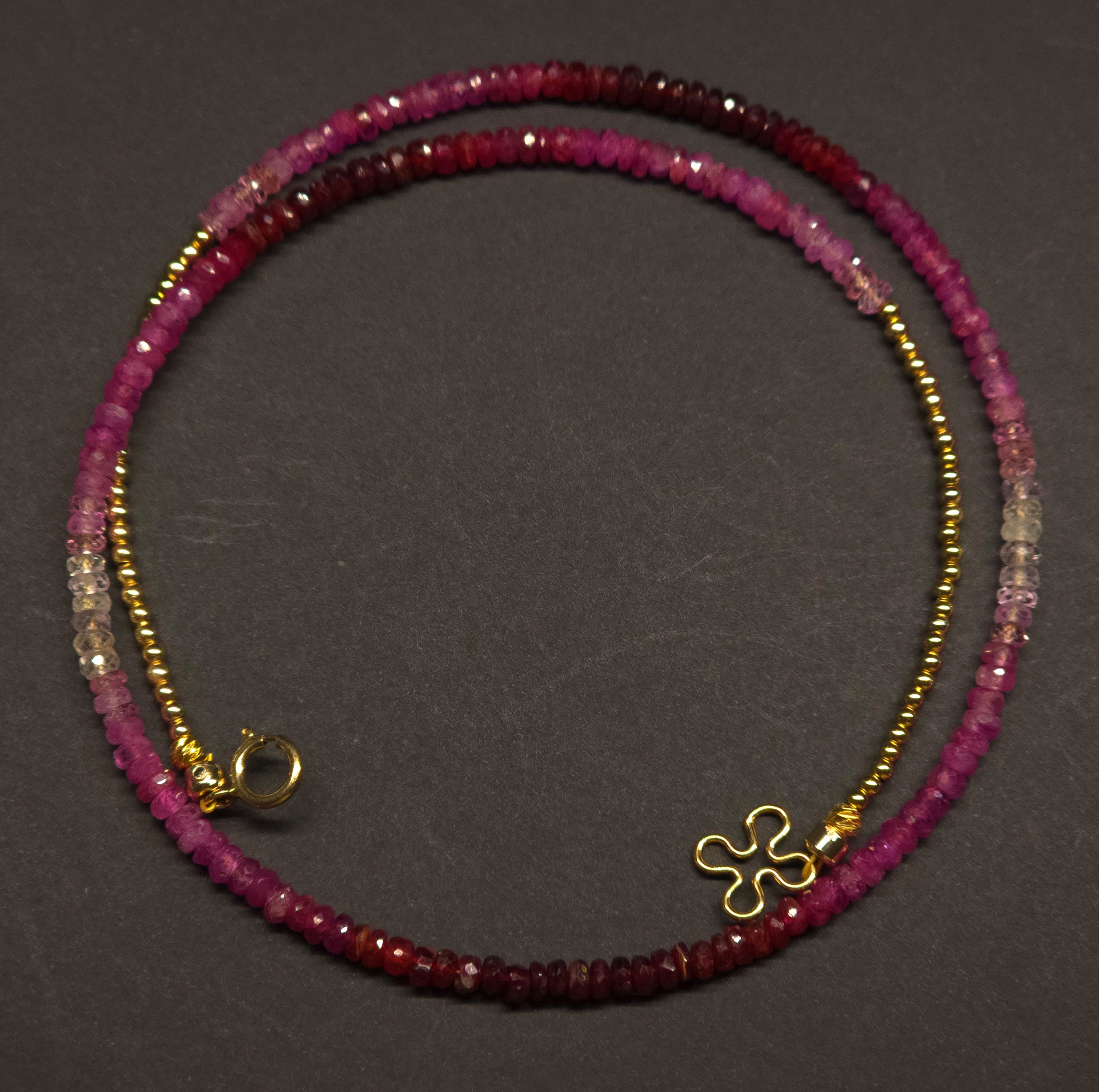 GOLDEN Charm-Kette Rubin Kette Farbverlauf 14K Gold Filled Handgemacht Edelsteinc