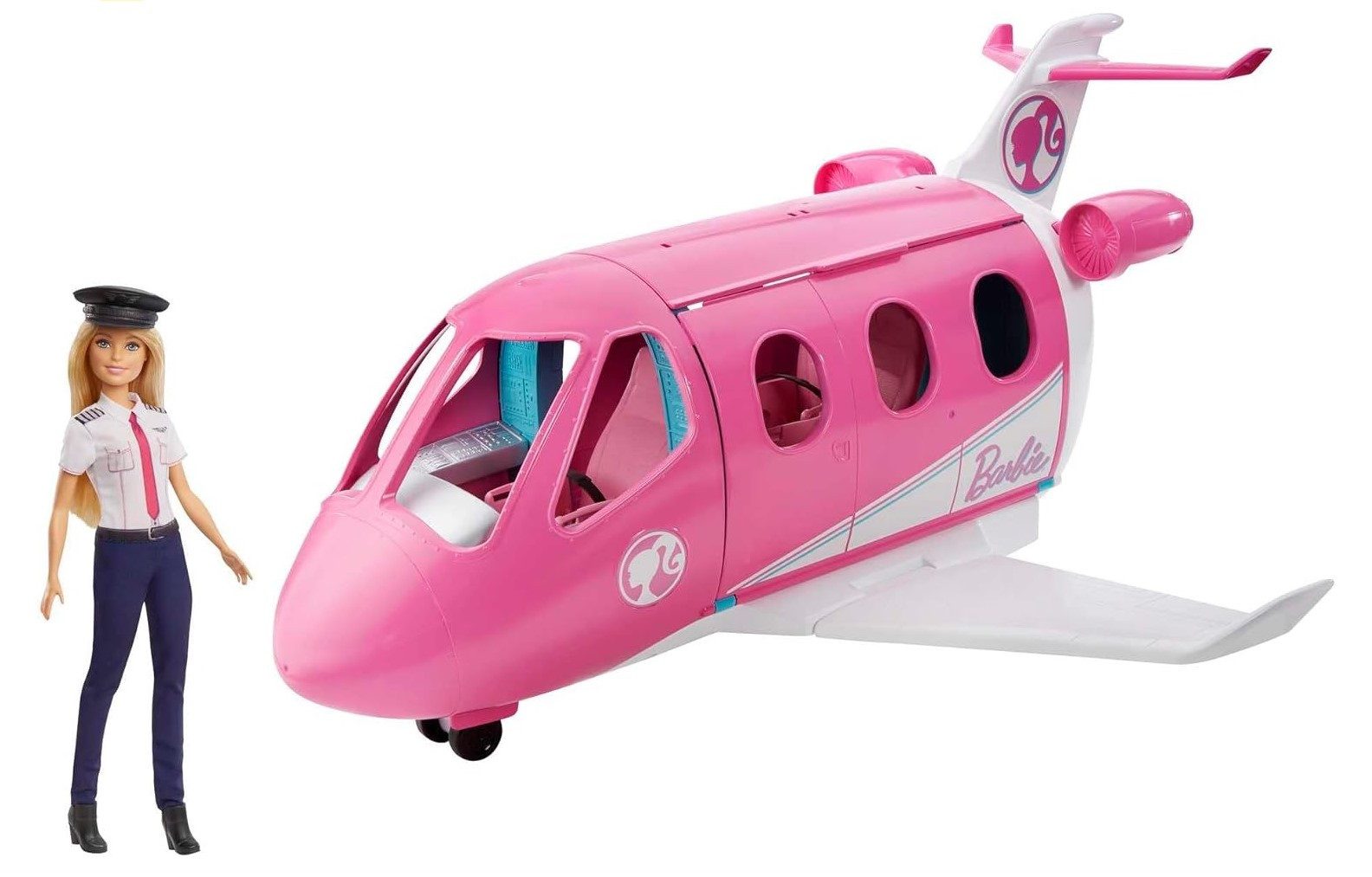 Barbie Spielzeug-Flugzeug mit Pilotin Barbie Puppe, mit beweglichen Räder, günstig online kaufen