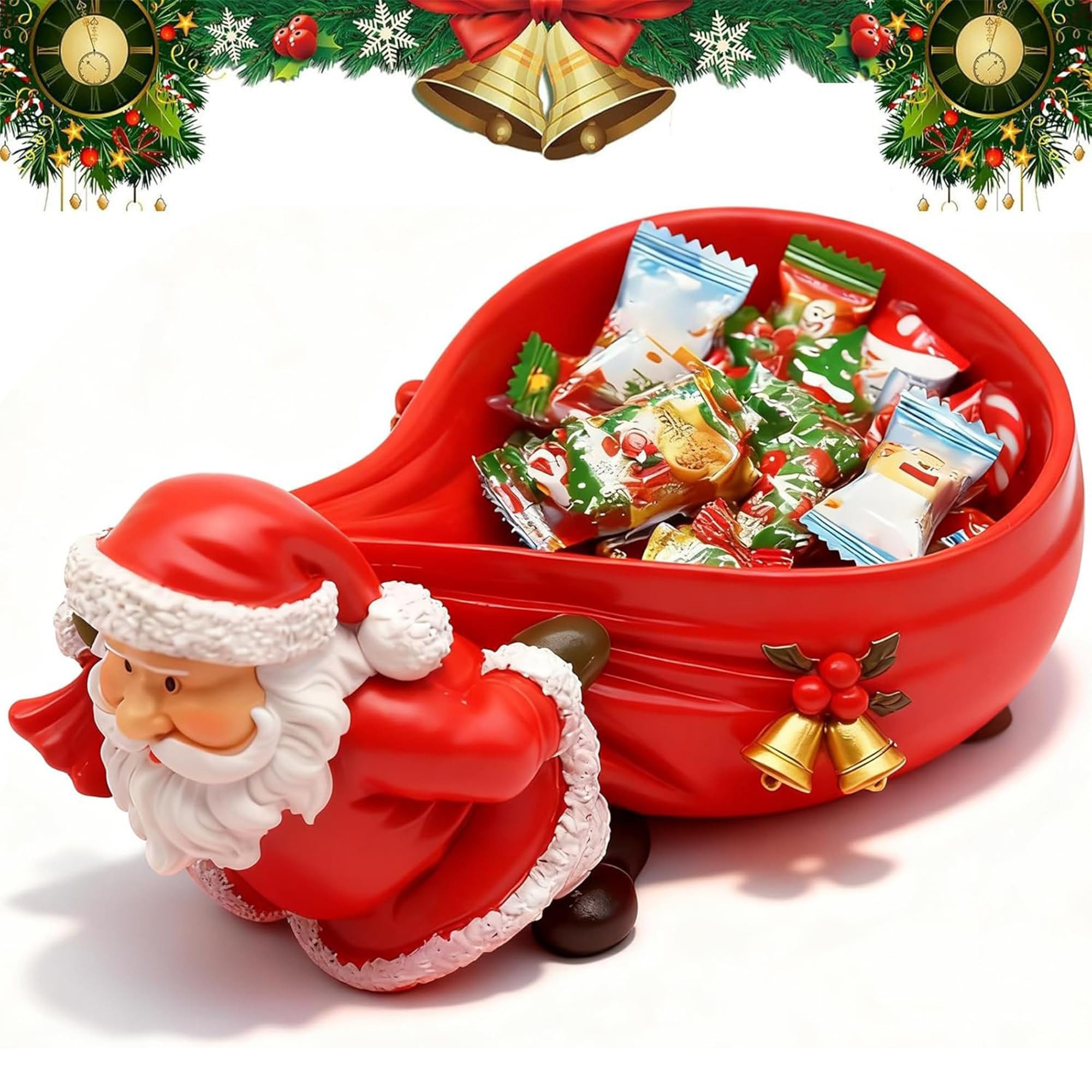 CLTYQ Dekoschale Keramikschalen für Weihnachtsmann-Süßigkeiten, Keramikschalen zum Servieren von Keksen, Nüssen, Weihnachtsdekoration
