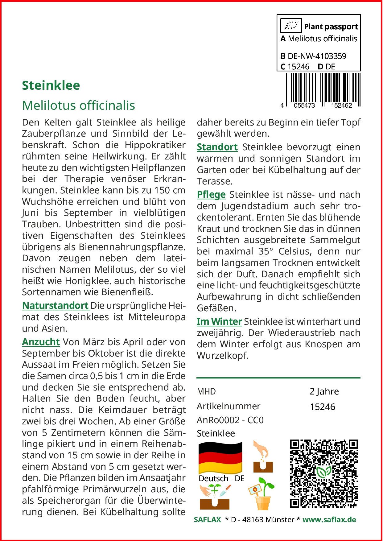 SAFLAX Blumensamen SAFLAX - Anzuchtset - Steinklee