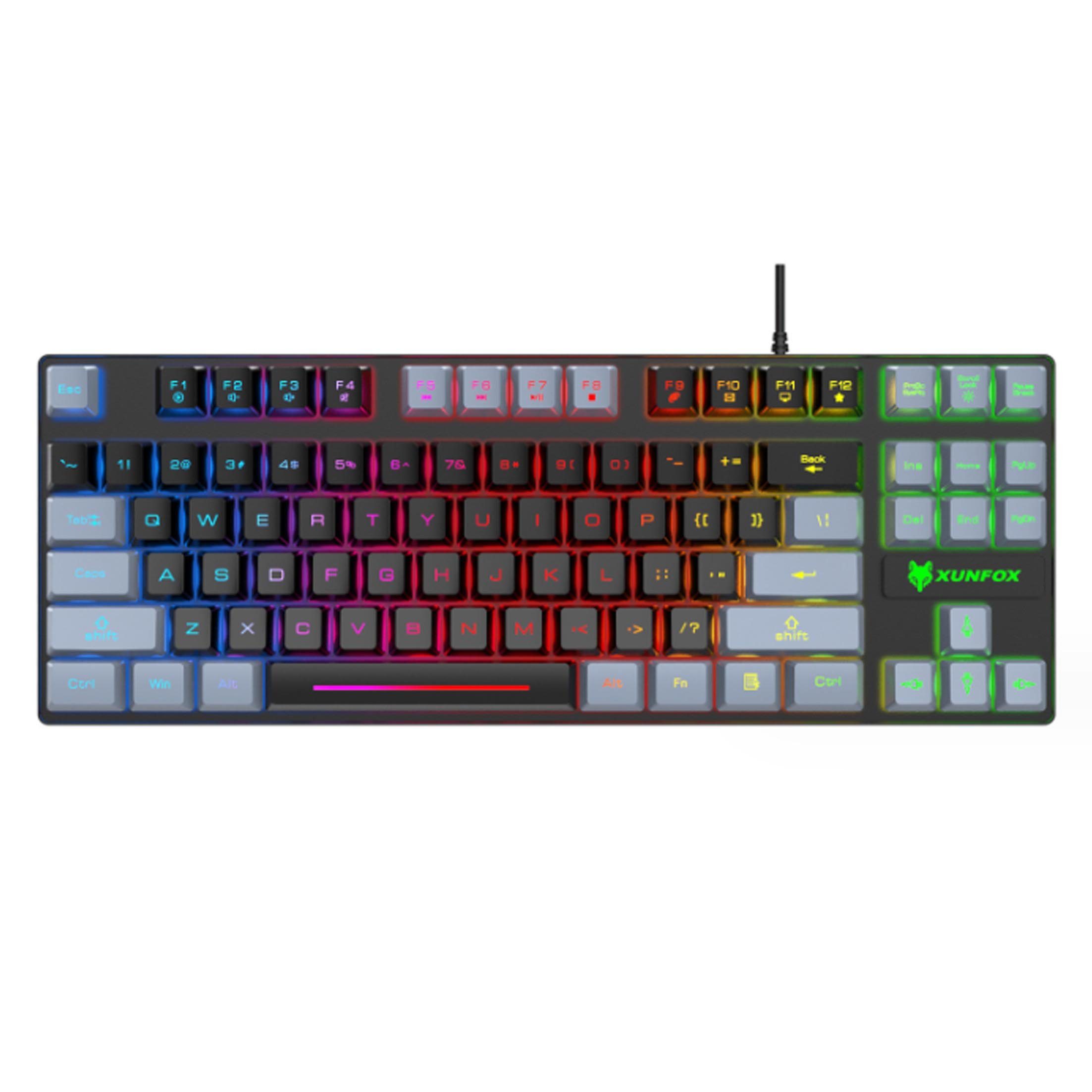 Diida Tastatur, mechanische Tastatur,Gaming-Tastatur,zweifarbige Tastatur Tastatur (Minimalistisches Layout mit 87 Tasten und coolen Lichteffekten)