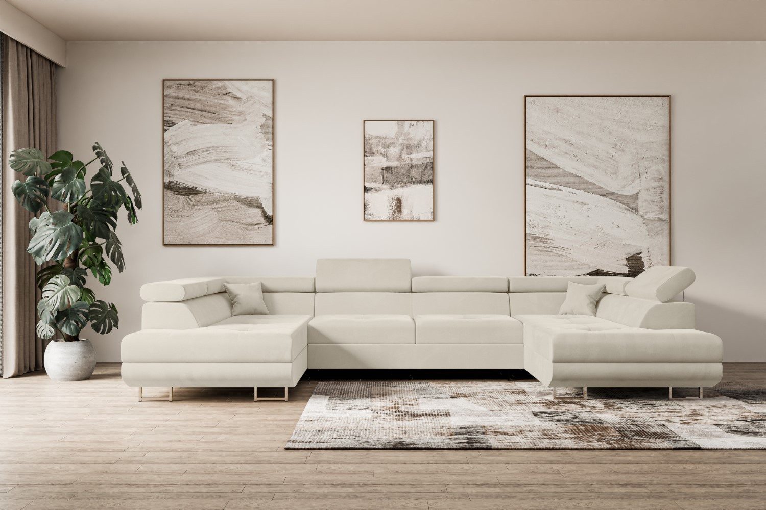 ALTDECOR Wohnlandschaft GUSA-U, Couch mit Schlaffunktion, Wohnzimmer - Ecksofa, Corner Sofa Bett Eckcouch Couch L-Form Schlafcouch Ausziehbar