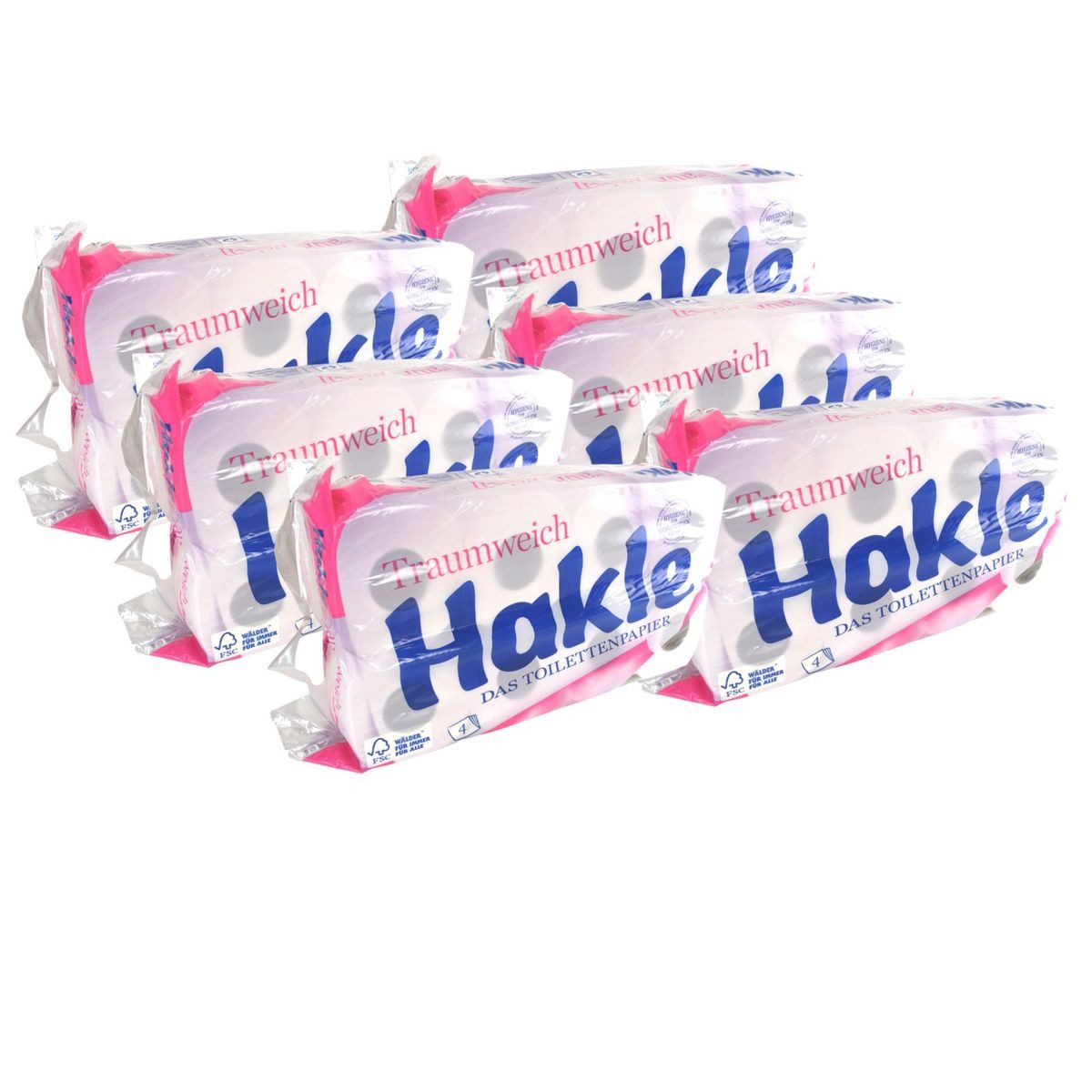 HAKLE Toilettenpapier Toilettenpapier "Traumweich" weiß 4-lagig Sparset á 8 Rollen Klopapier (48-St), weiche Zusammensetzung