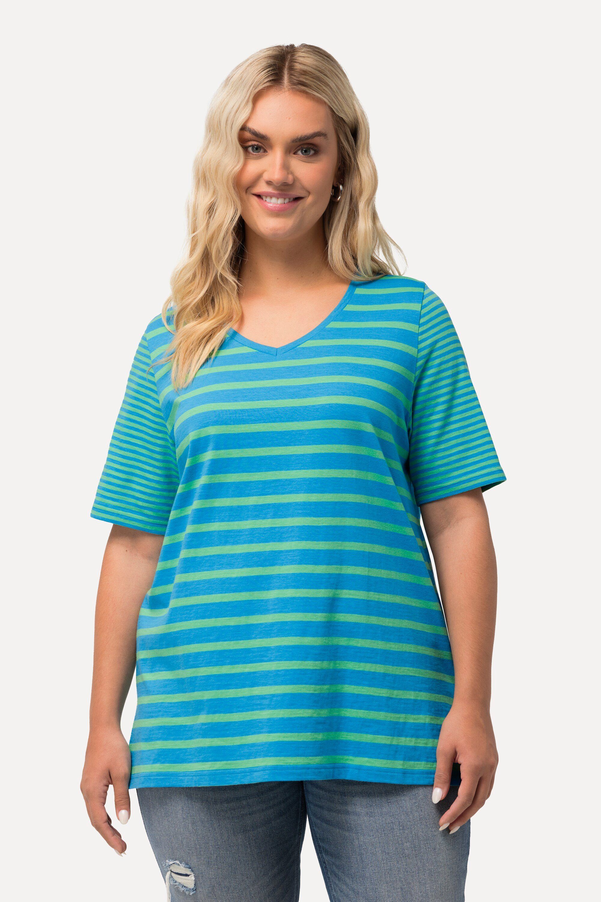 Ulla Popken T-Shirt Shirt Ringelmix A-Linie günstig online kaufen