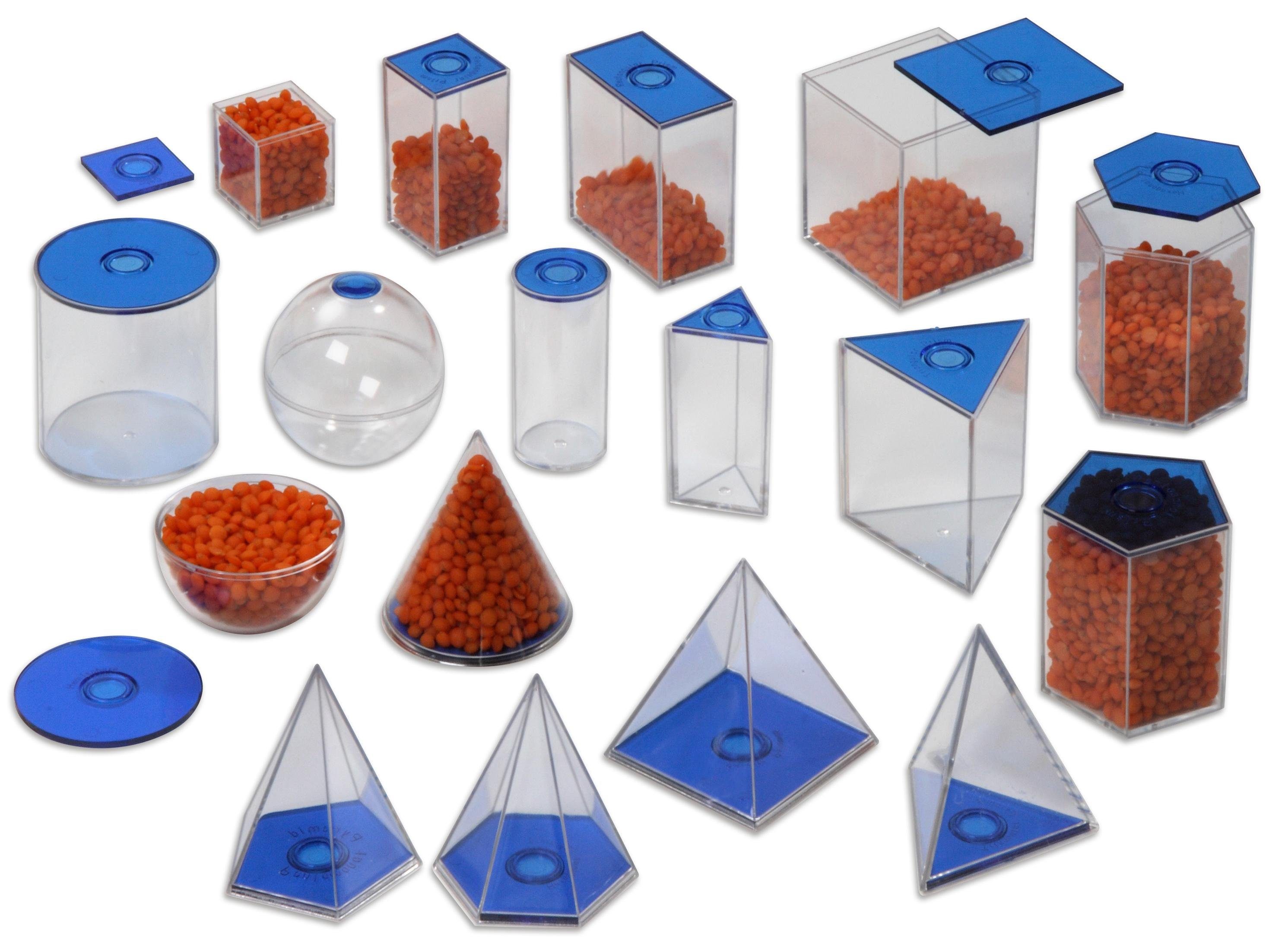 Betzold Lernspielzeug Geometrie-Körper 17 Füllkörper Plexiglas - Mathematik Lehrmittel