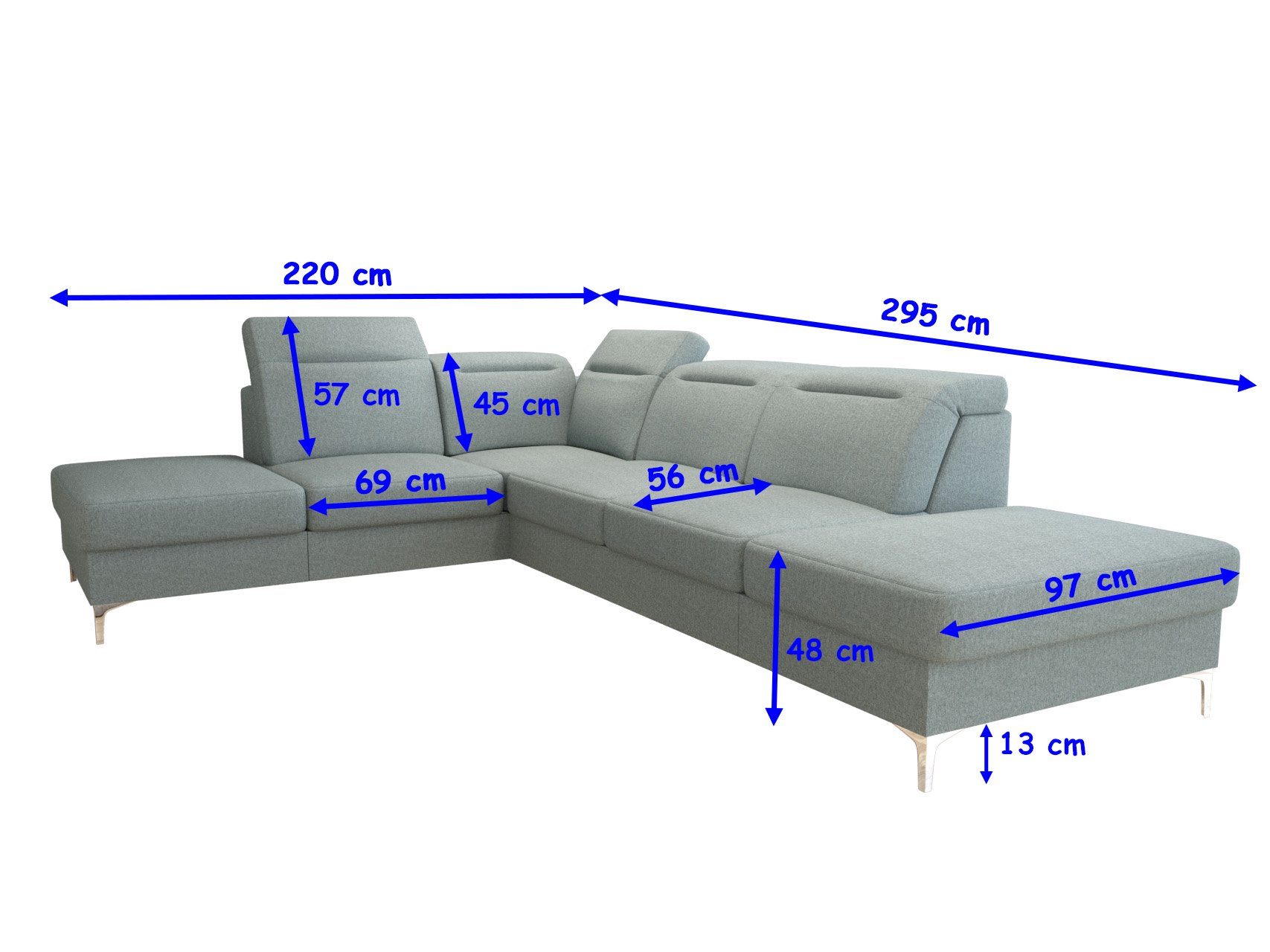 Oslo, und Ecksofa Dich mit Schlaffunktion für Komfortsitzhöhe, Möbel Bettkasten