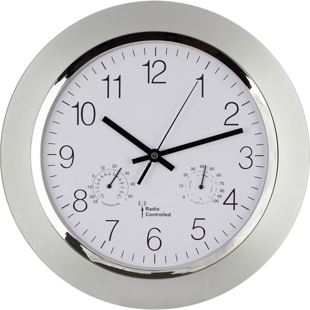 EUROTIME Wanduhr EUROTIME 56004 Funk Wanduhr 34 cm x 50 mm Silber