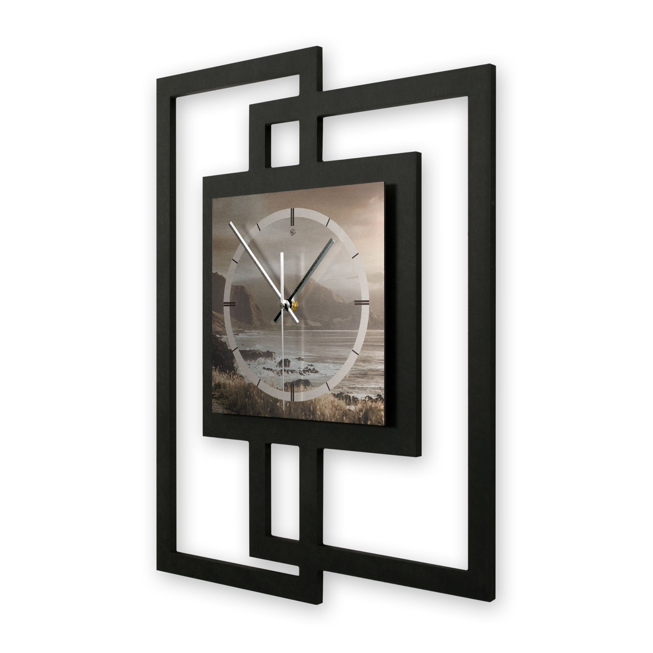 Kreative Feder Wanduhr Design-Wanduhr „Küste“ in modernem Metallic-Look (oh günstig online kaufen