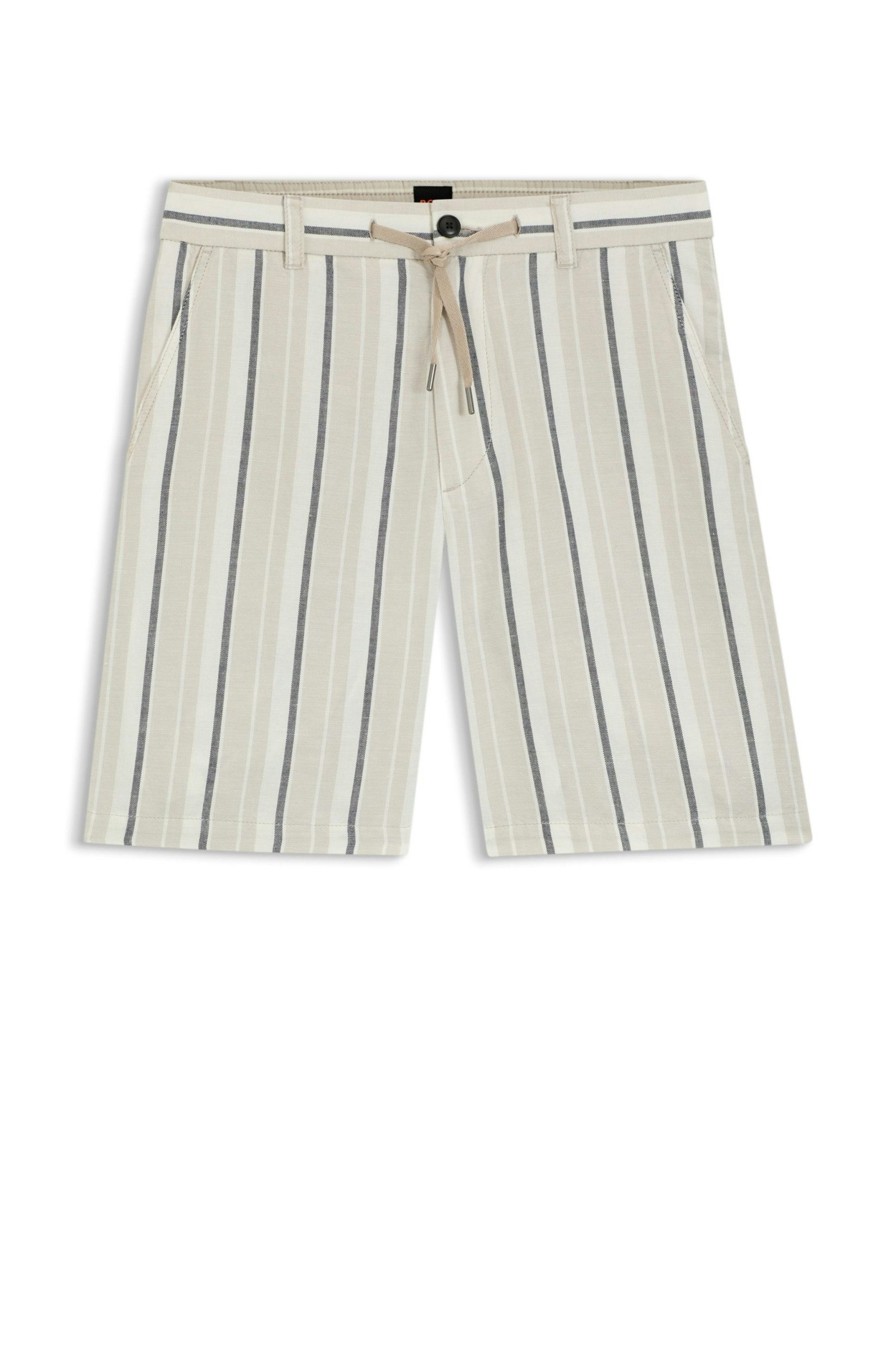 Shorts aus Leinen-Baumwoll-Mix mit Streifen-Muster