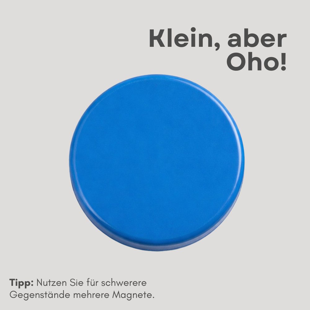 MaajeeKuto Magnet Haftmagnete Ø32x7 mm blau – starke Pinboard Magnete 6 Stück (1-St)