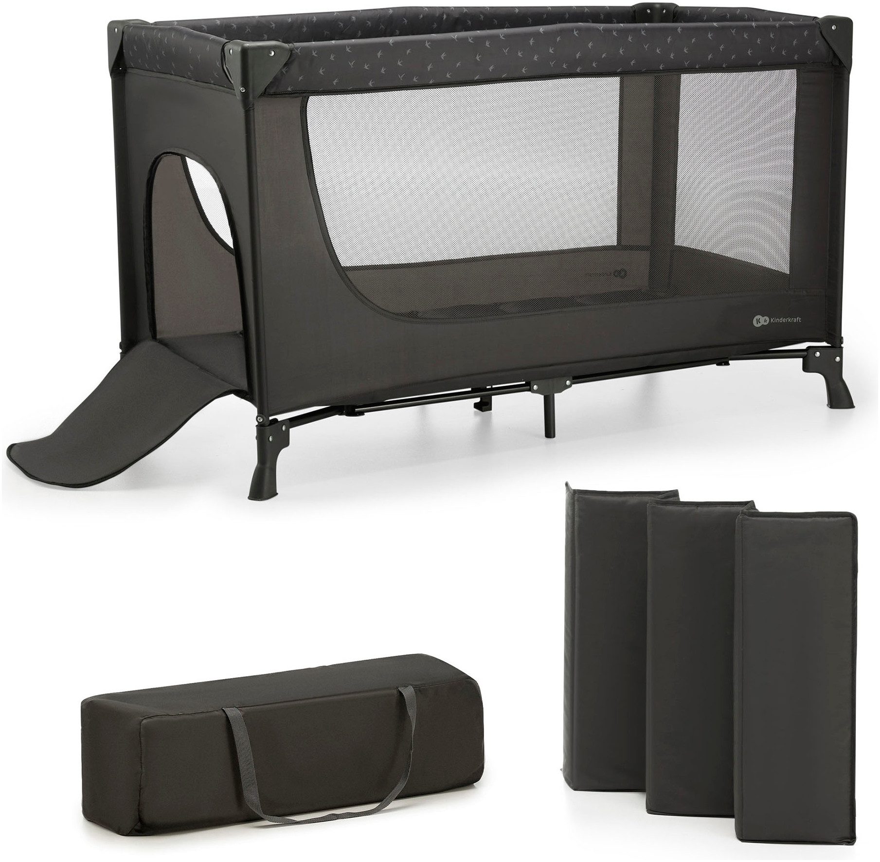 Kinderkraft Baby-Reisebett 2in1 JOY LIGHT, grau, mit Tragetasche
