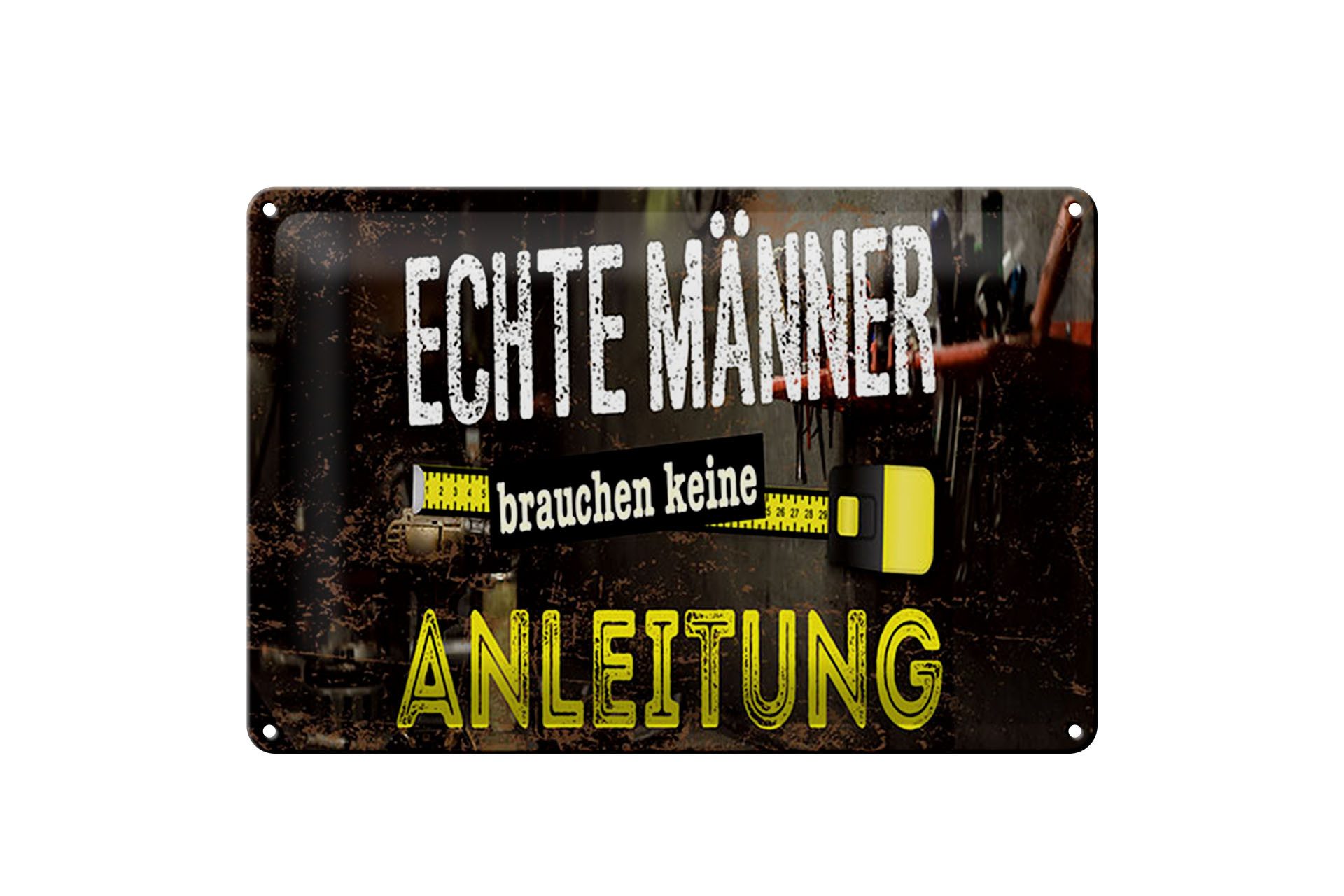 Femer GmbH Metallschild 12x18 cm Echte Männer brauchen keine Anleitung, (1 St), gewölbte Oberfläche, abgerundete Ecken, umgeschlagene Kanten