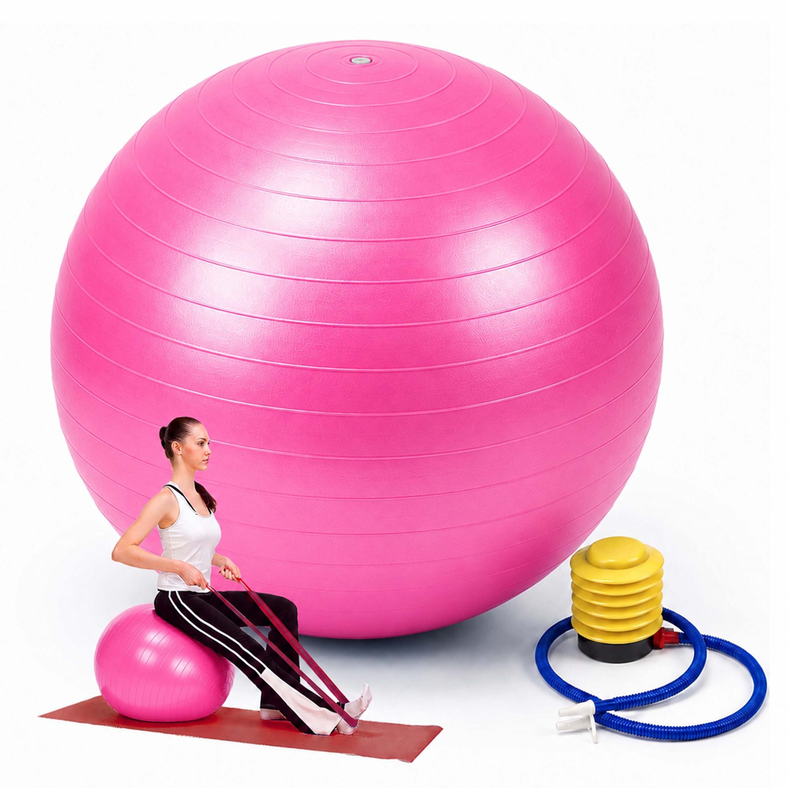 relaxdays Gymnastikball mit Luftpumpe (3-St), Pink, Ø 75 cm