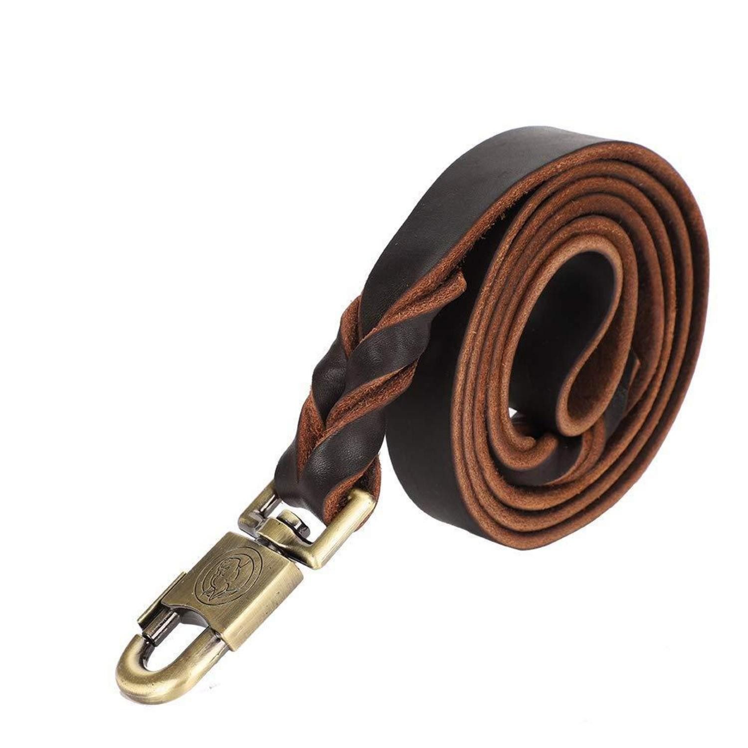 LuxusKollektion Hundeleine Hundeleine Leder geflochten 2.5cm, Leder
