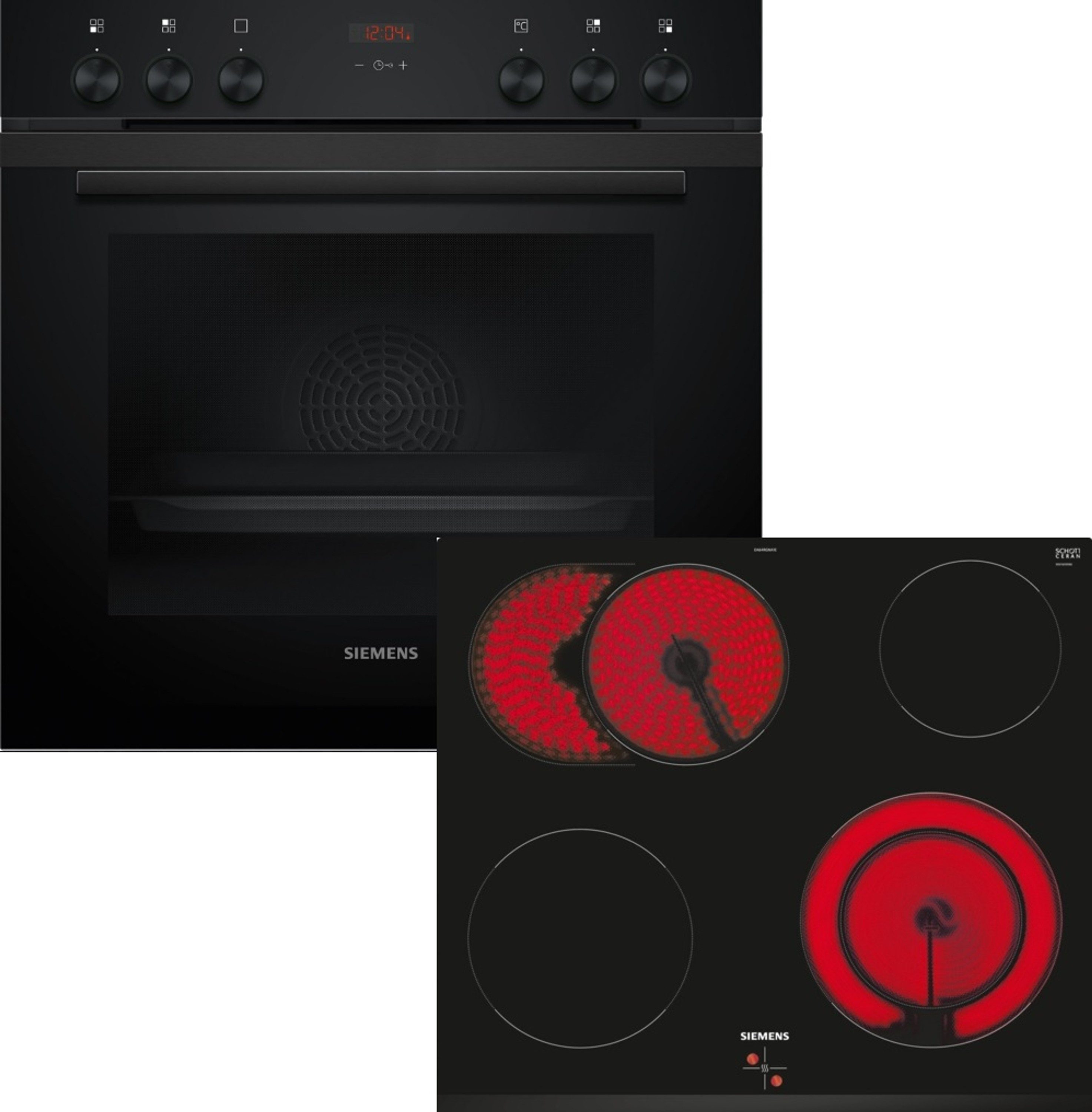 SIEMENS Elektro-Herd-Set iQ300 iQ300, mit Auszug nachrüstbar, gleichmäßige Hitzeverteilung, Schnellaufheizung