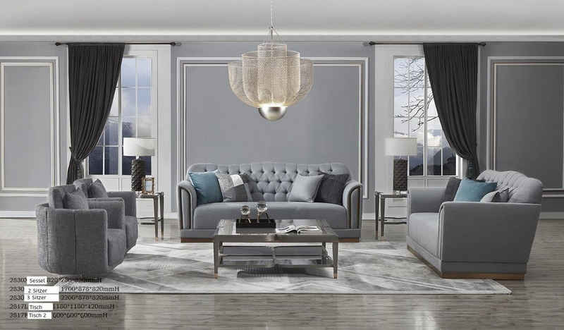 JVmoebel Wohnzimmer-Set, Italienische Wohnzimmer Möbel Sofagarnitur Textil 3+3+2 Sitzer Sofa