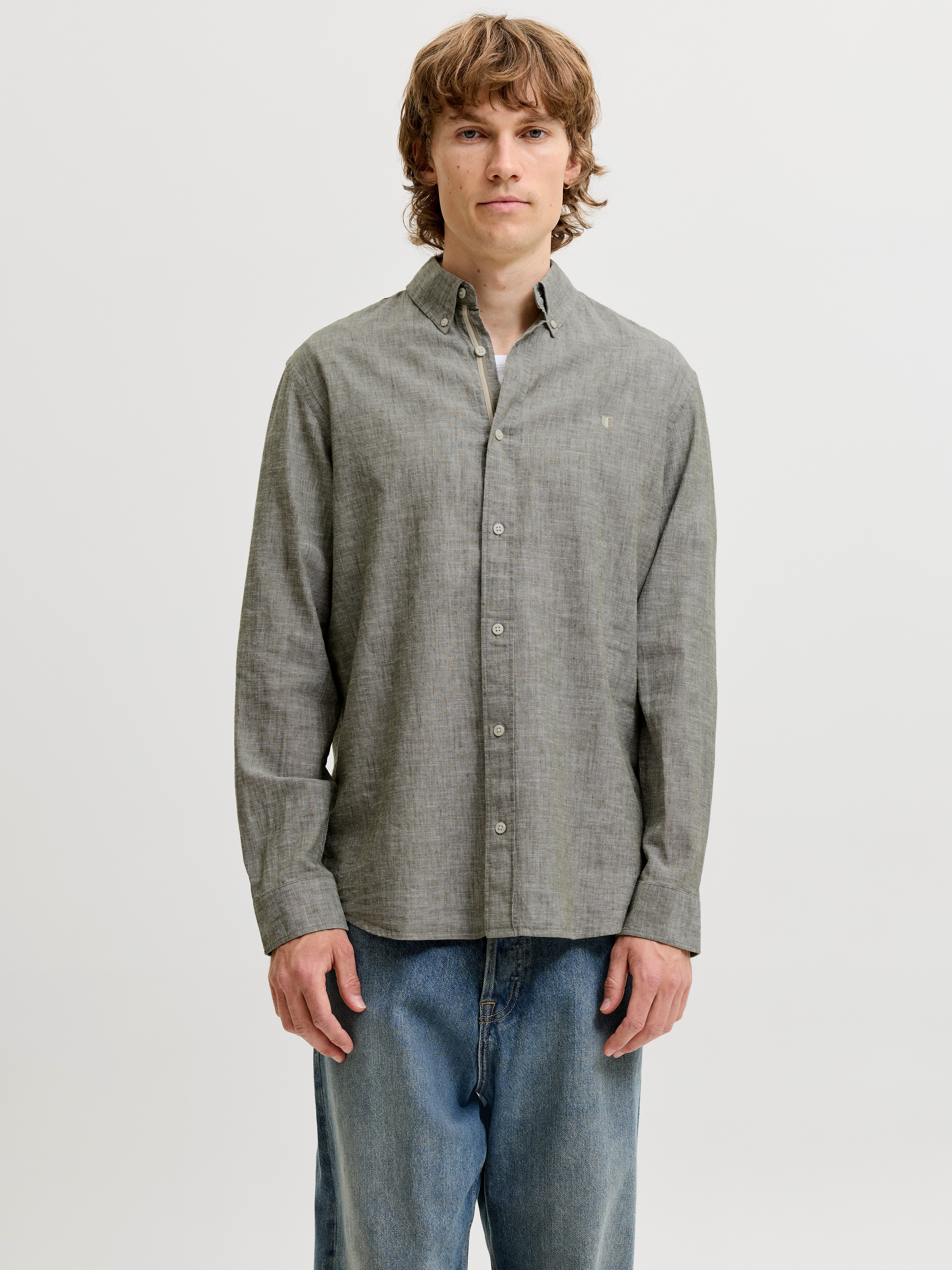 Langarmhemd JPRBLUSUMMER LINEN BLEND SHIELD LS SHIRT